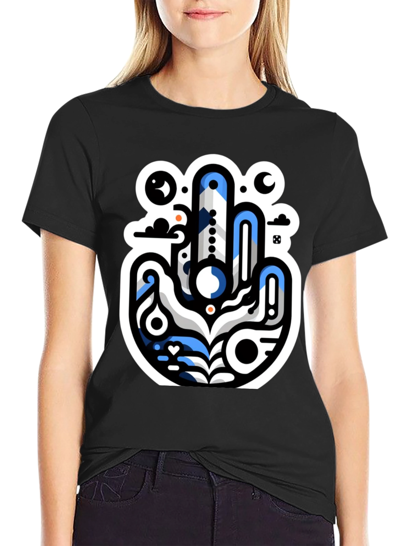 Abstract Hand Graphic Black T-Shirt