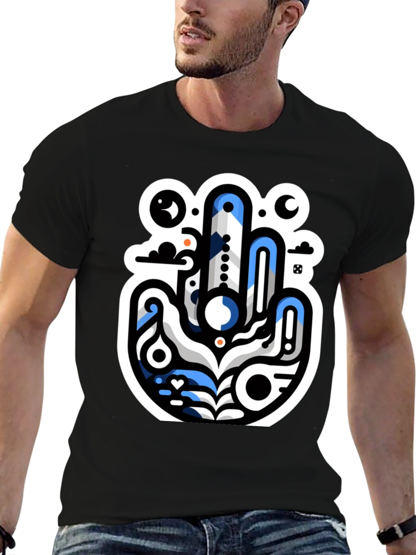 Abstract Hand Graphic Black T-Shirt