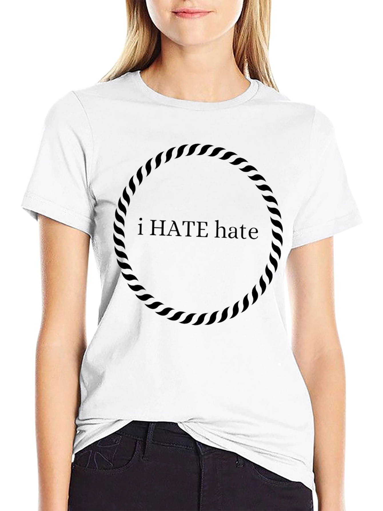 I HATE Hate Graphic Print Black T-Shirt