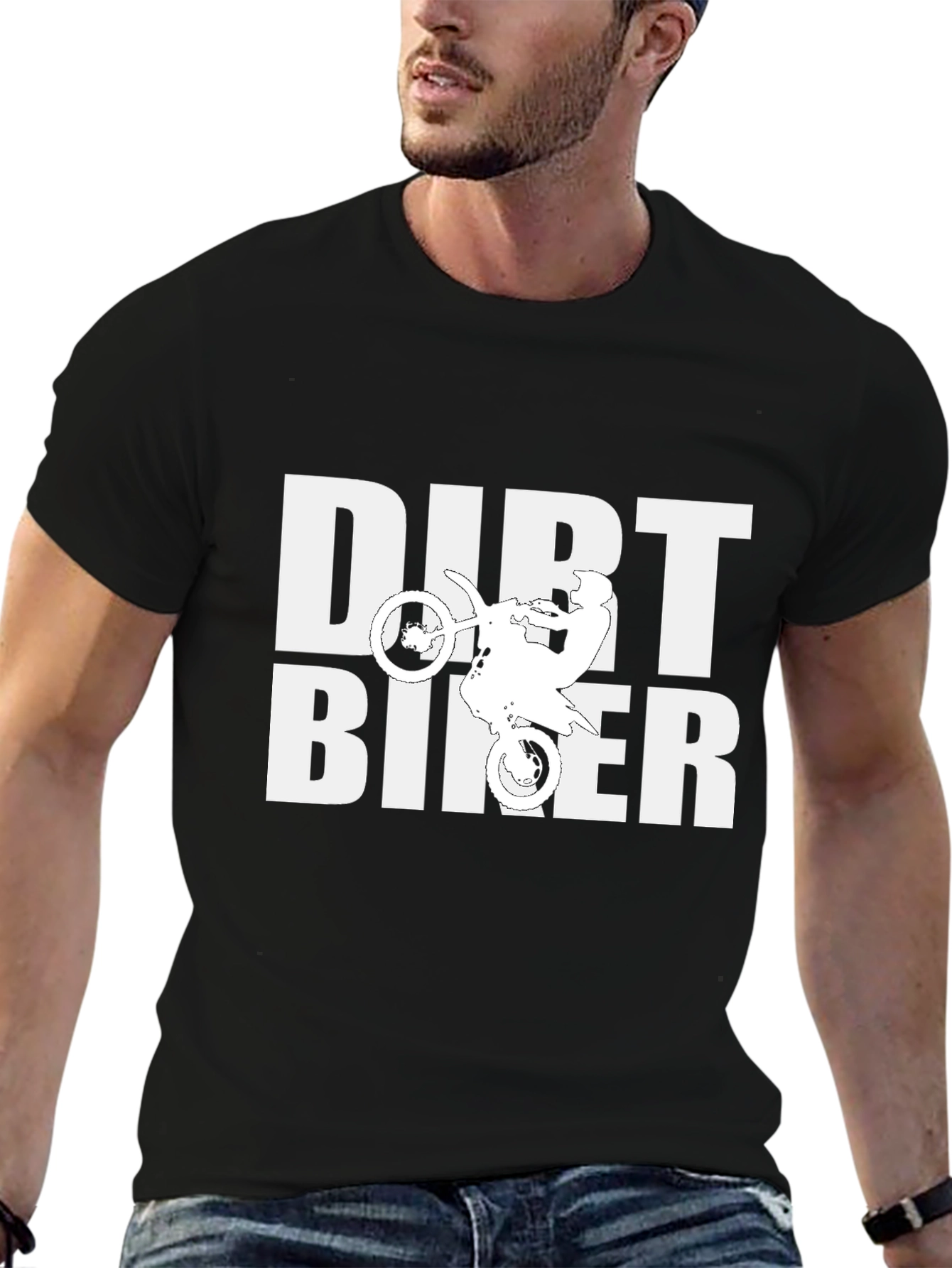 Dirt Biker Graphic Tee - Black Cotton T-Shirt