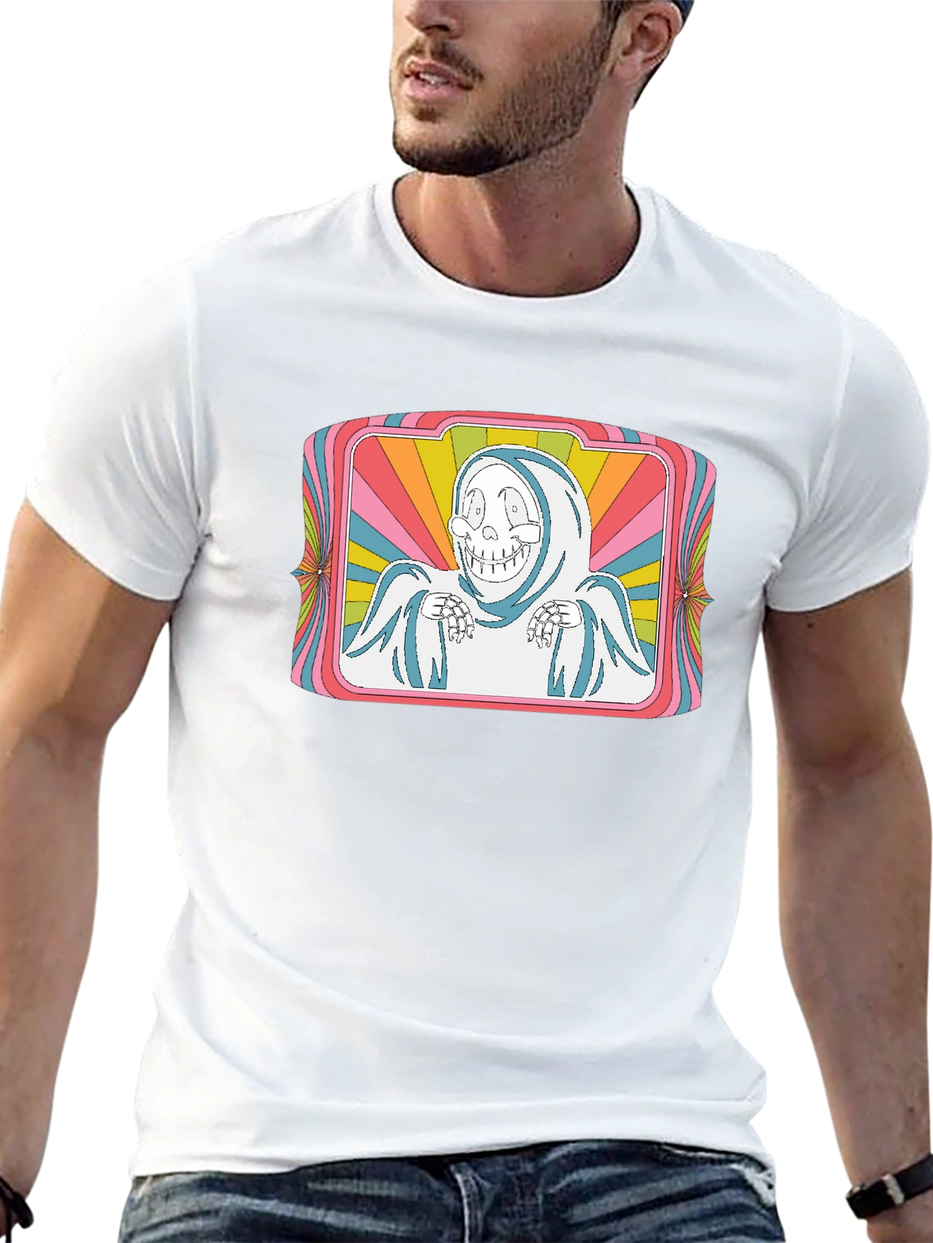 Groovy Cartoon Grim Reaper Black T-Shirt