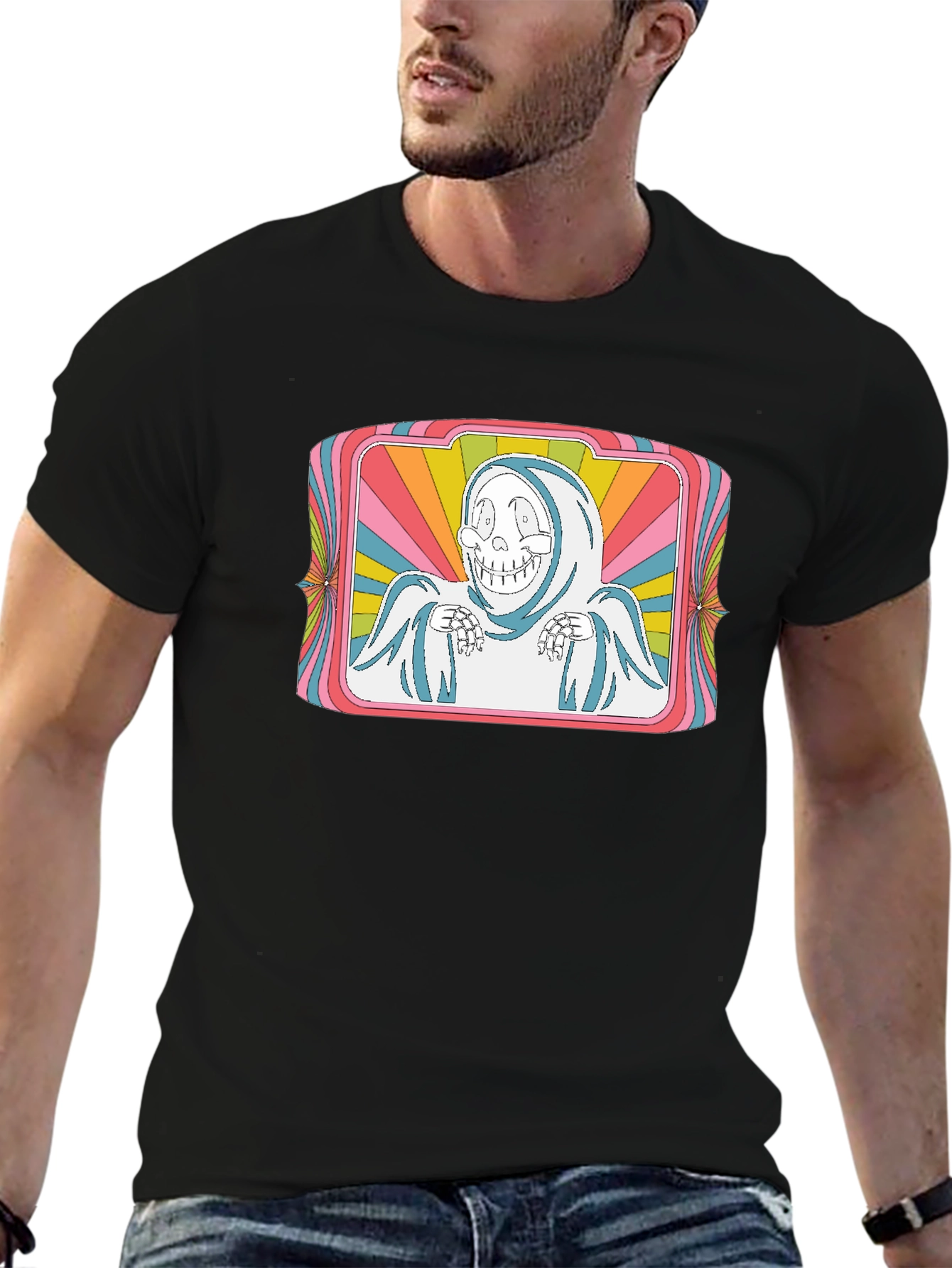 Groovy Cartoon Grim Reaper Black T-Shirt