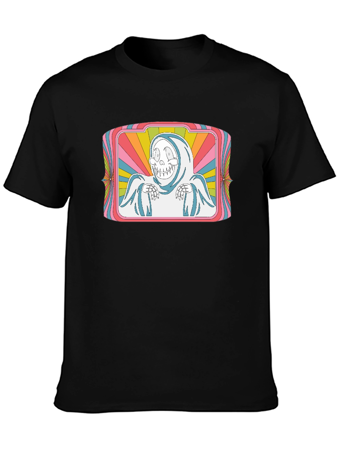 Groovy Cartoon Grim Reaper Black T-Shirt