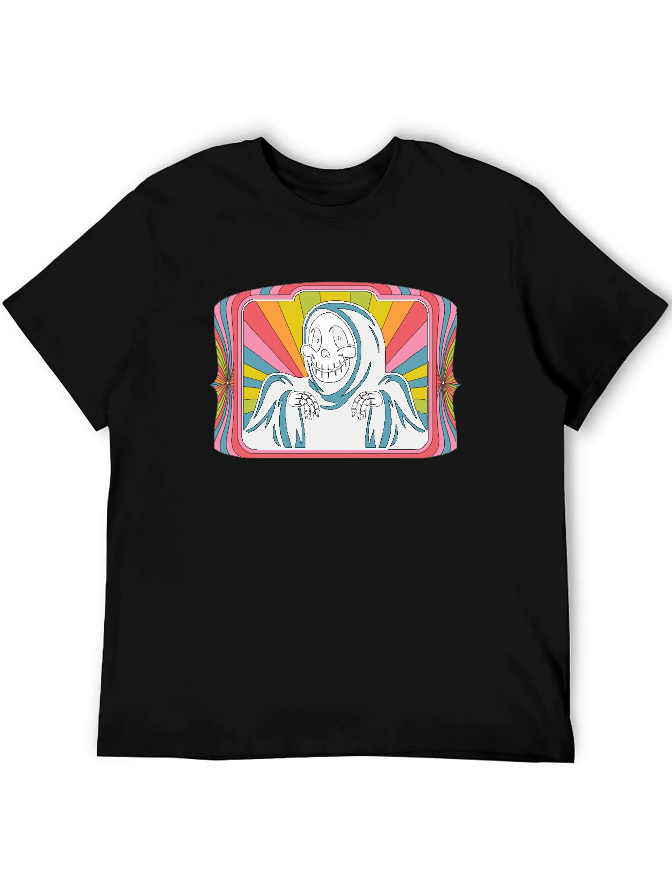 Groovy Cartoon Grim Reaper Black T-Shirt