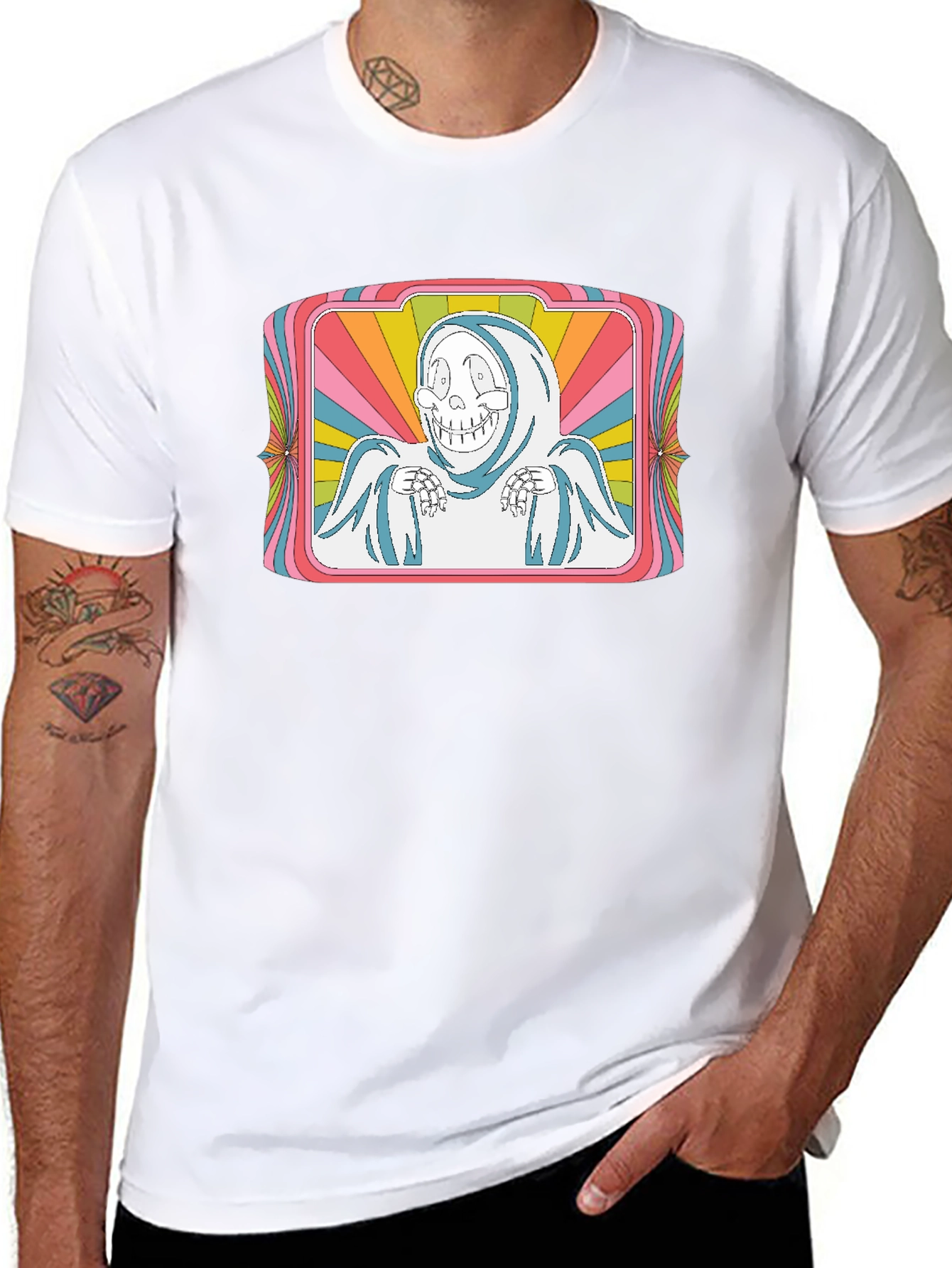 Groovy Cartoon Grim Reaper Black T-Shirt