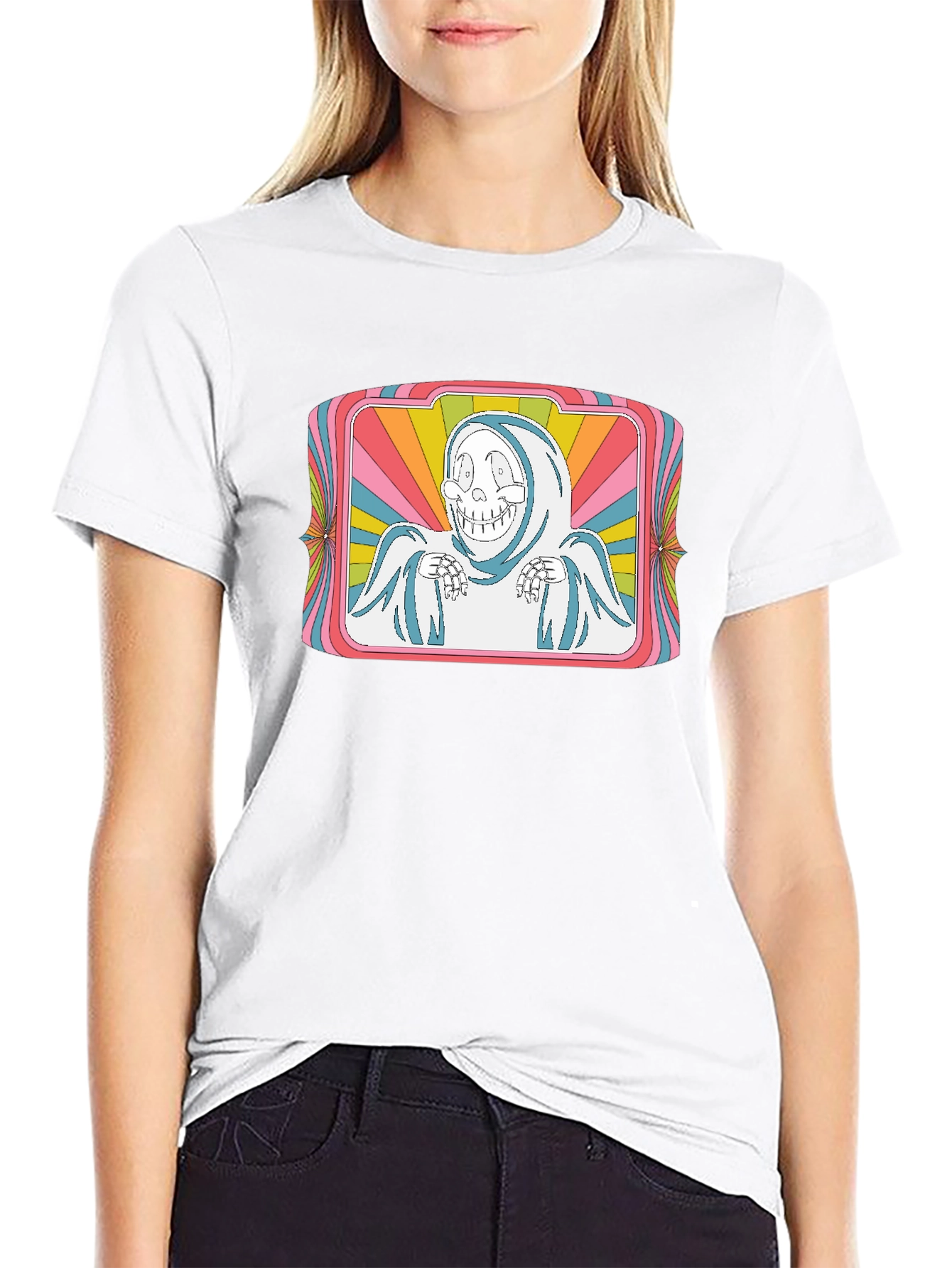 Groovy Cartoon Grim Reaper Black T-Shirt