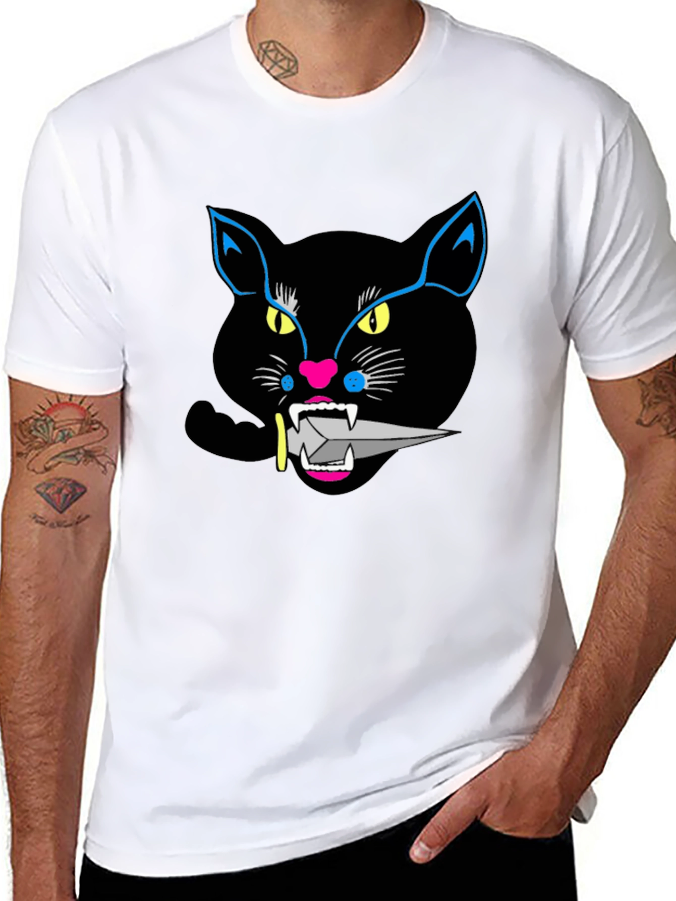 Black Cat Knife T-Shirt