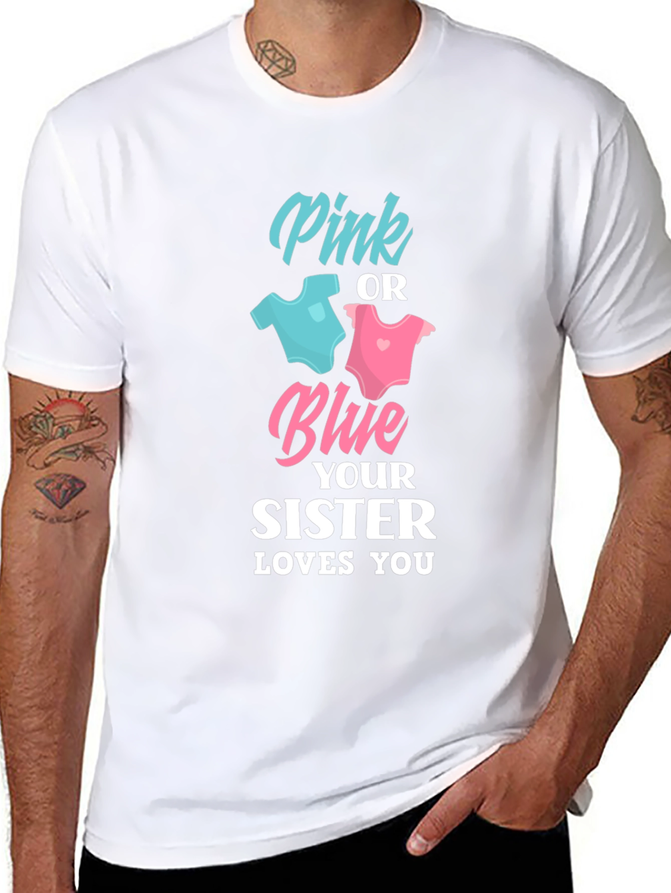 Pink or Blue Sister Loves You Unisex T-Shirt