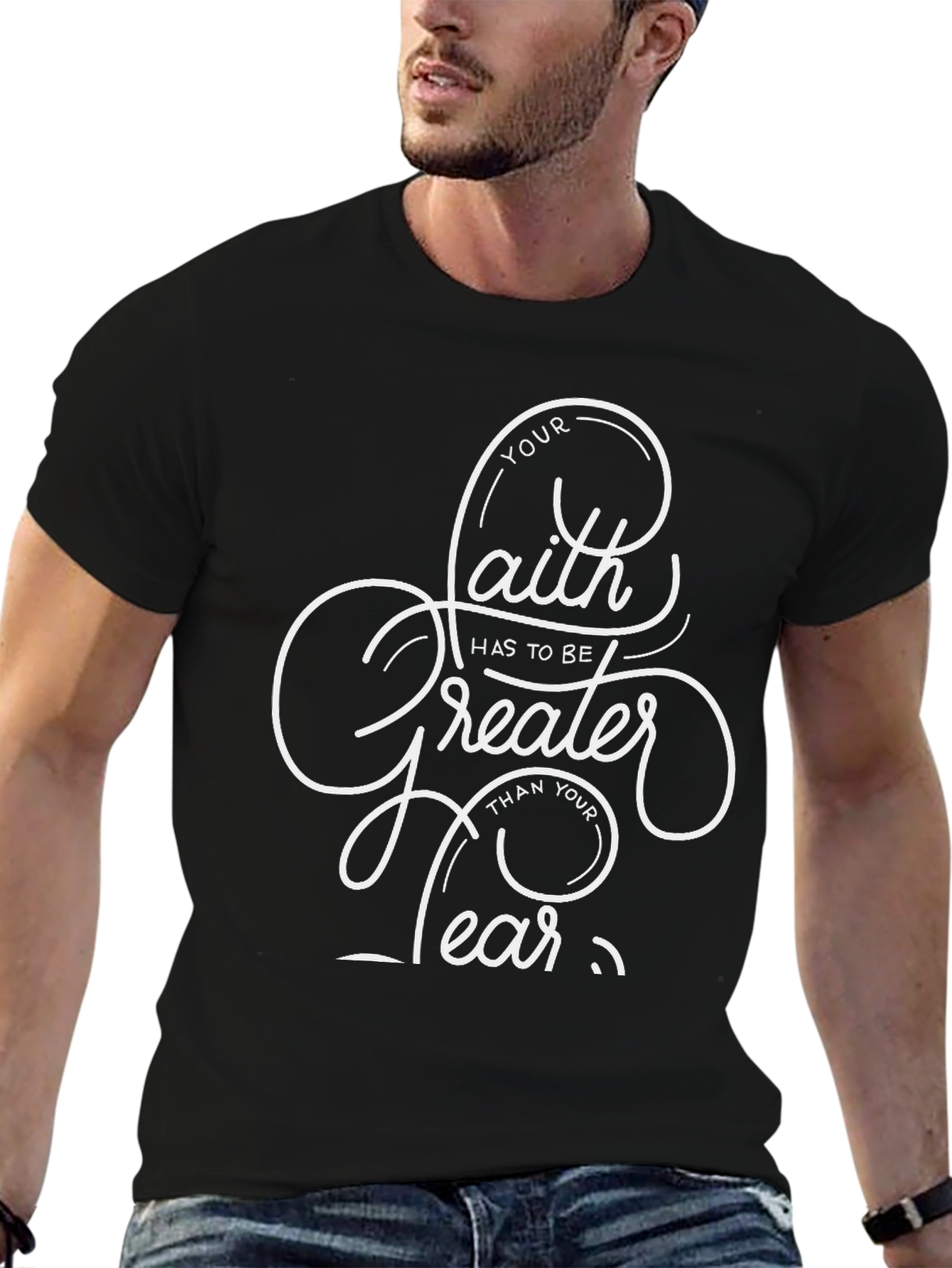 Faith Over Fear Graphic Tee - Inspirational Black T-Shirt
