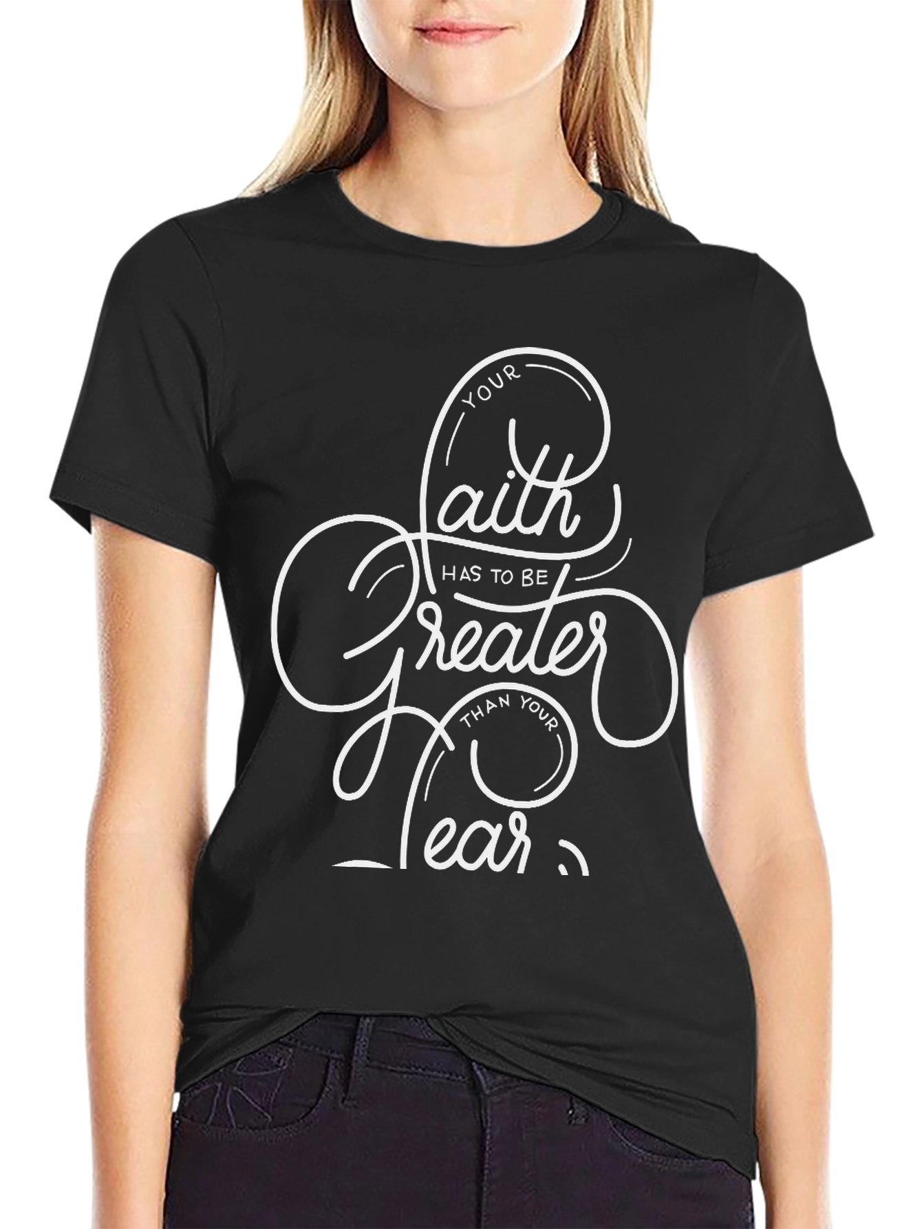 Faith Over Fear Graphic Tee - Inspirational Black T-Shirt