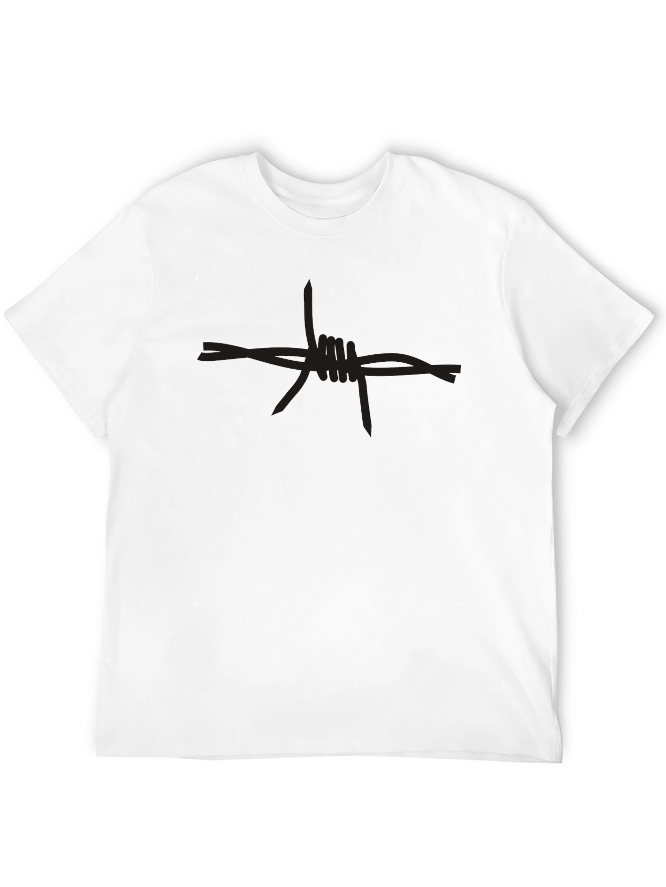Edgy Barbed Wire Graphic Tee - Black Cotton T-Shirt