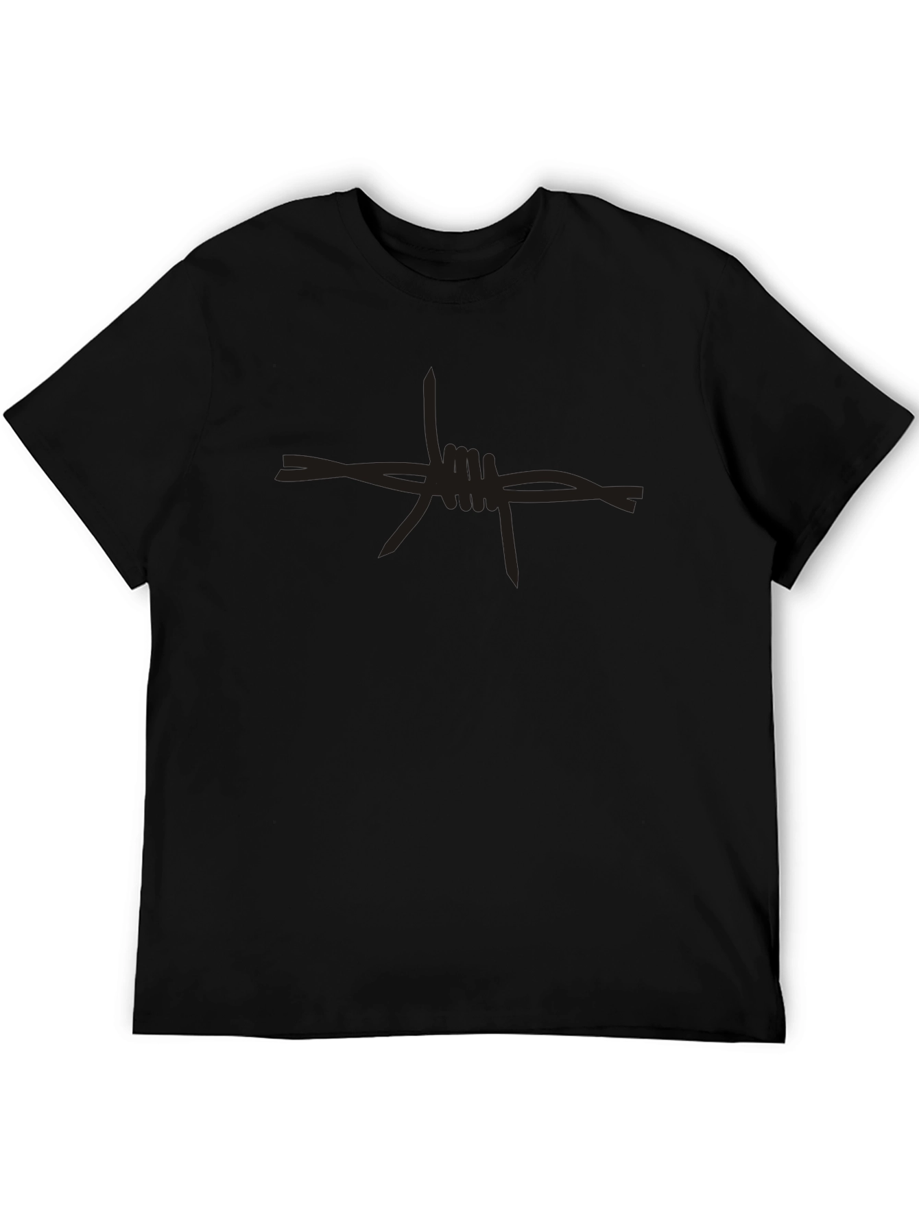 Edgy Barbed Wire Graphic Tee - Black Cotton T-Shirt