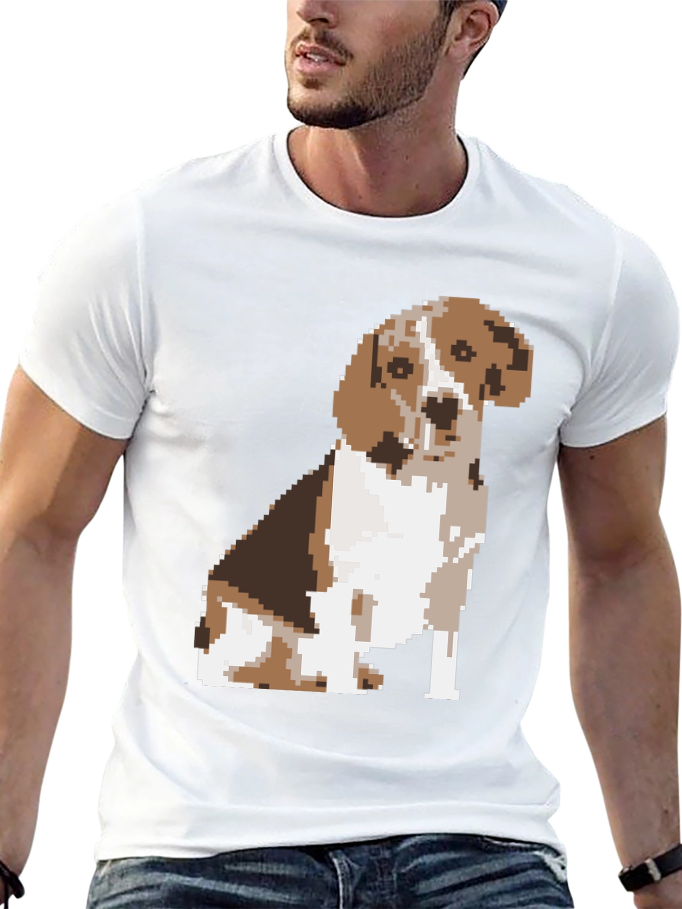 Pixelated Beagle Dog Graphic Tee