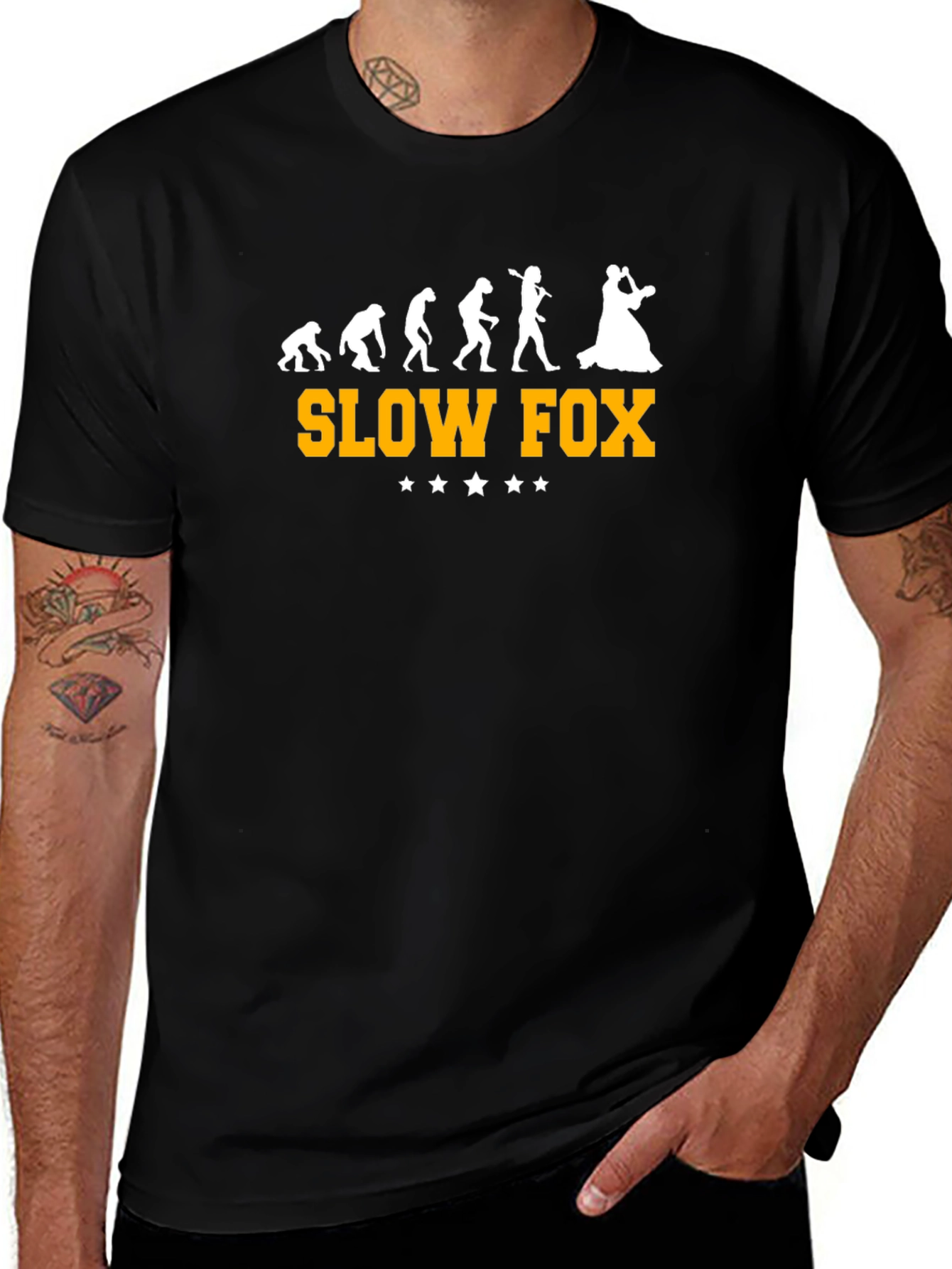 Slow Fox Evolution T-Shirt - Black Graphic Tee
