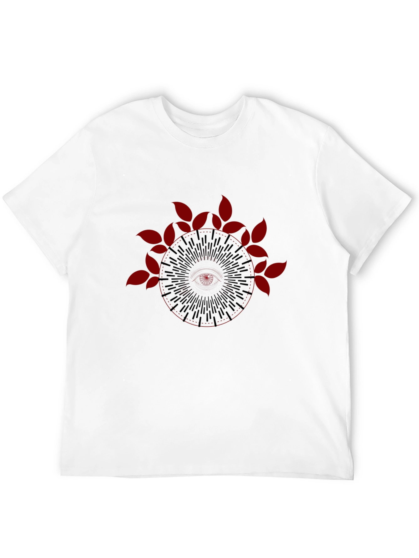 Black Tee with Mandala Leaf Graphic
