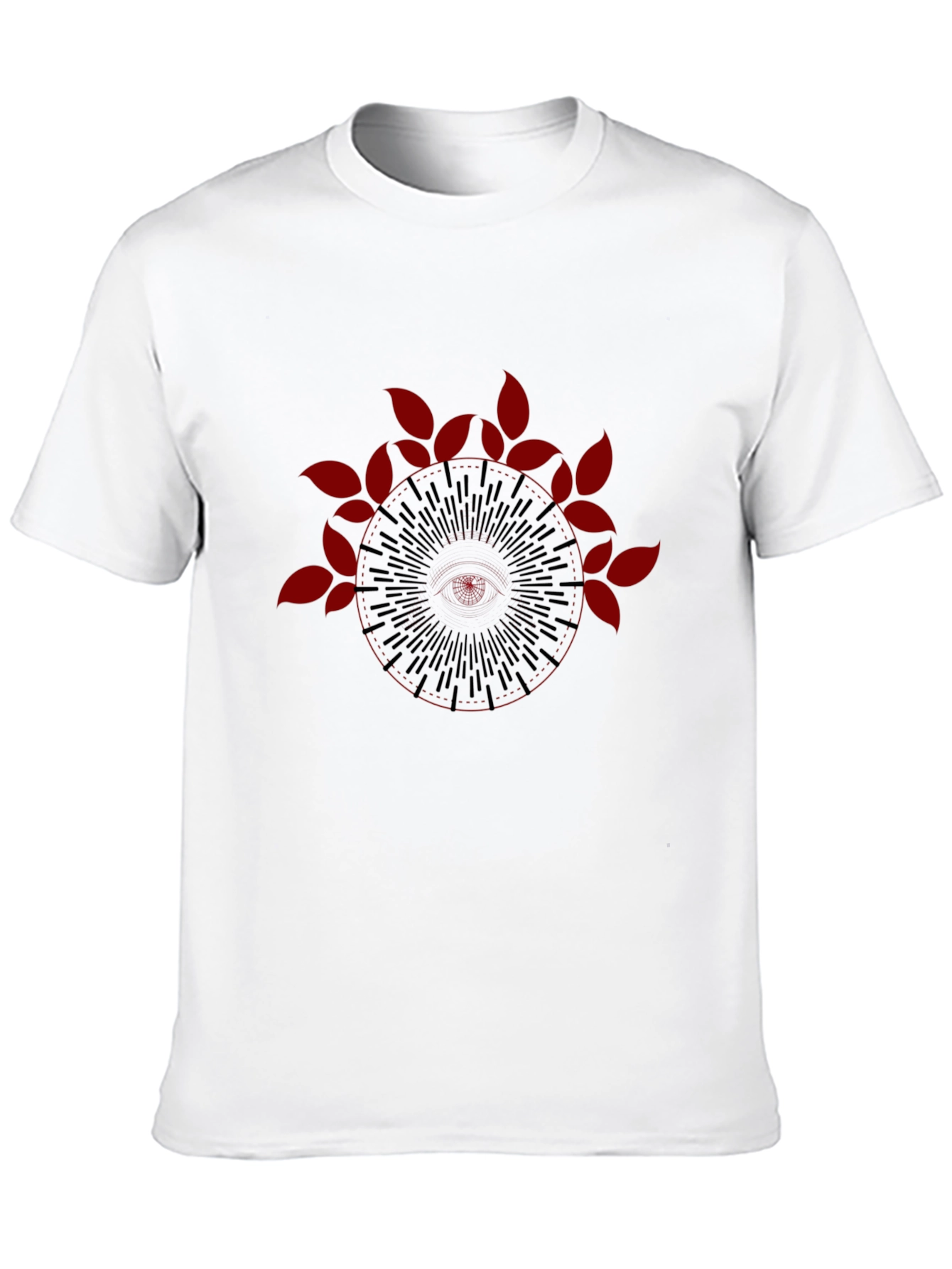 Black Tee with Mandala Leaf Graphic