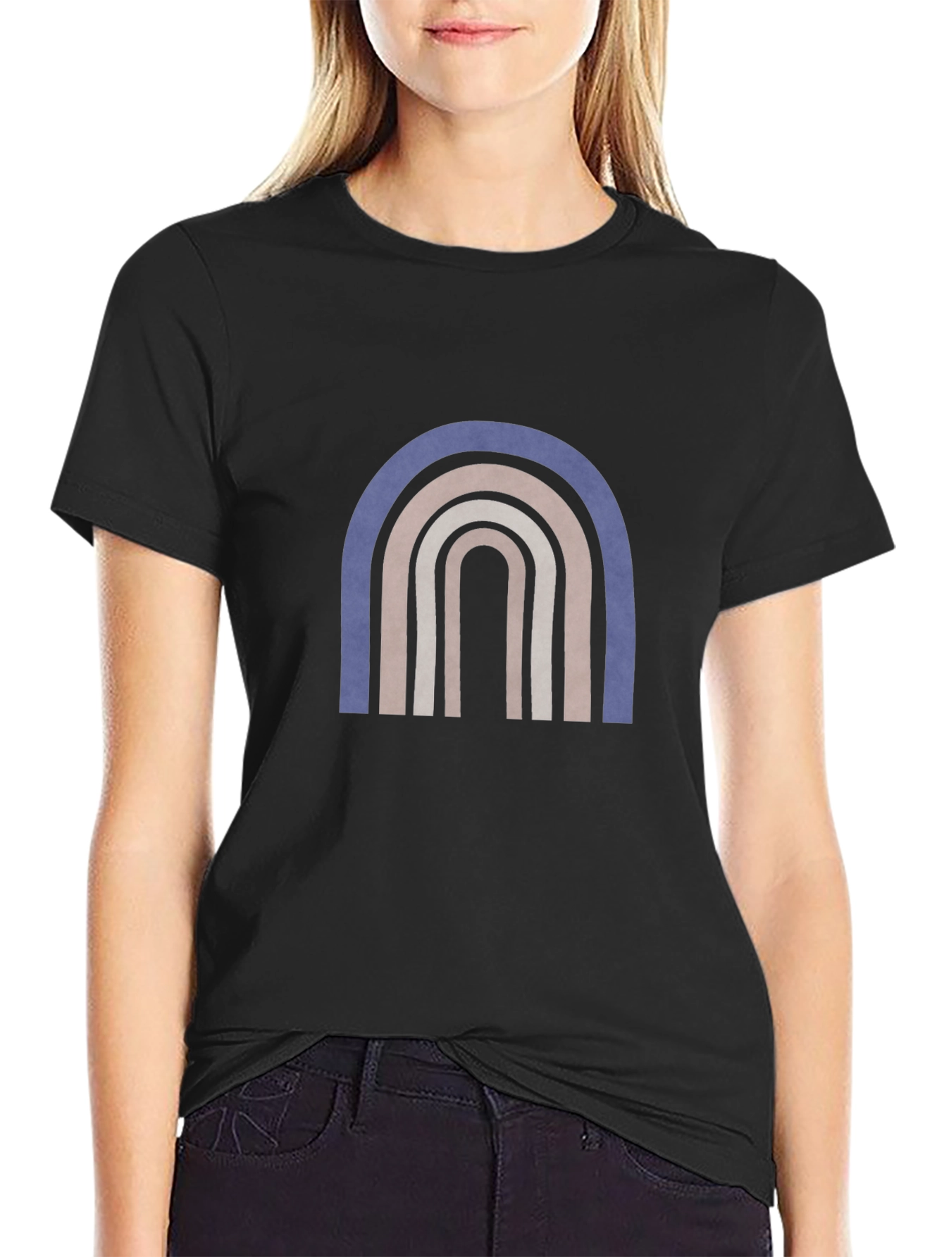 Boho Rainbow Graphic Black T-Shirt