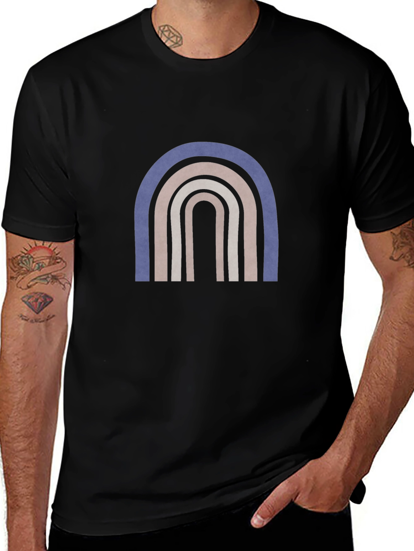Boho Rainbow Graphic Black T-Shirt