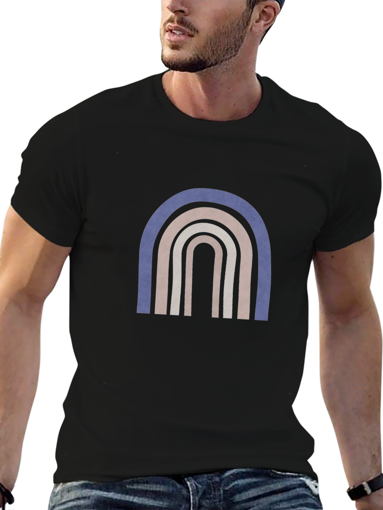Boho Rainbow Graphic Black T-Shirt