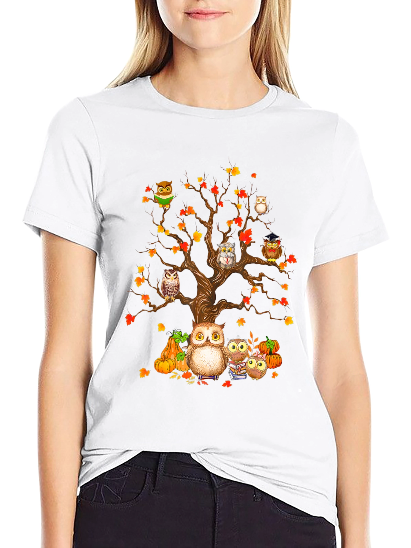 Owl Family Tree T-Shirt - Autumn Design