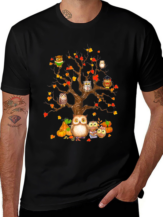 Owl Family Tree T-Shirt - Autumn Design