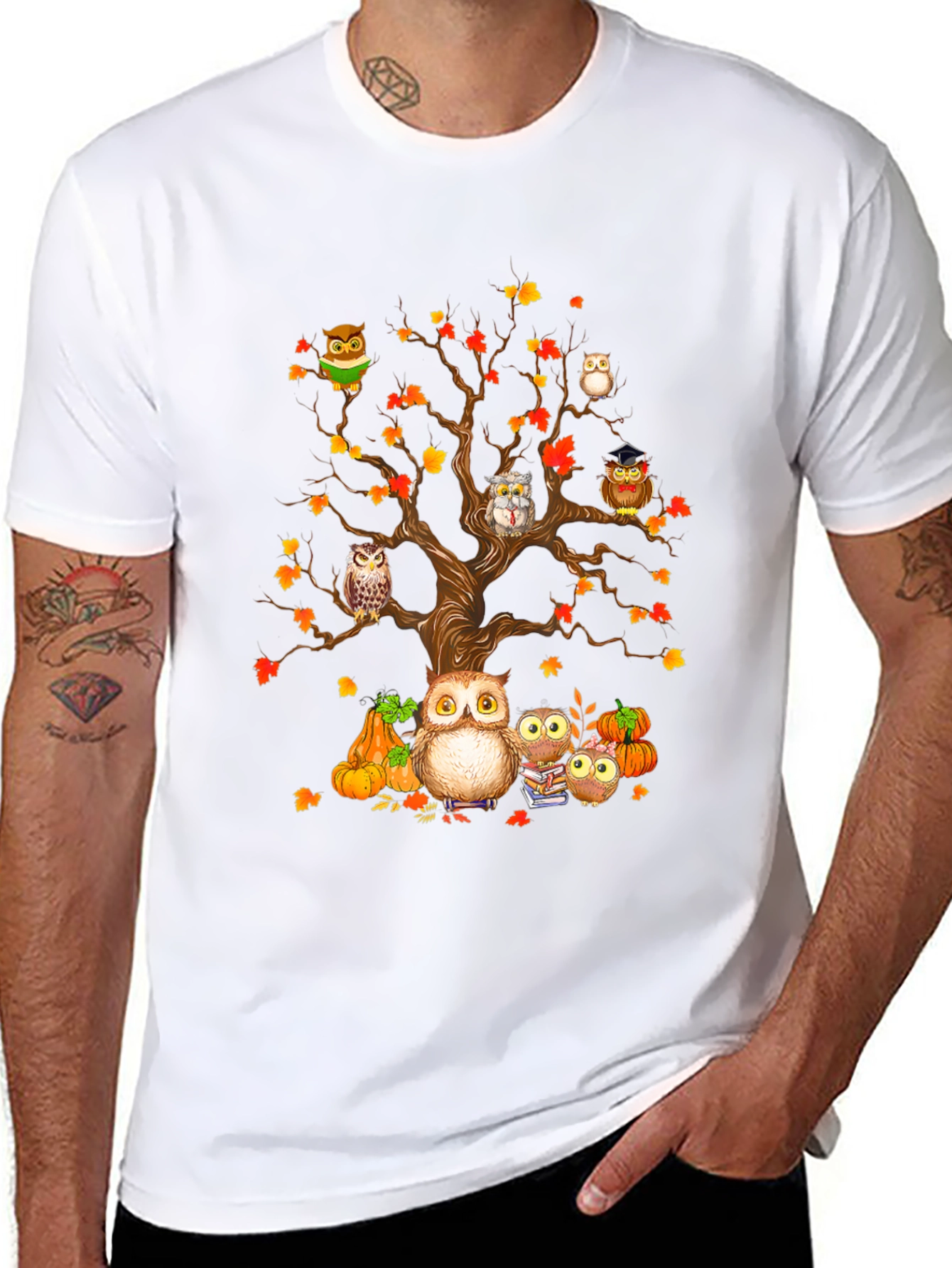 Owl Family Tree T-Shirt - Autumn Design