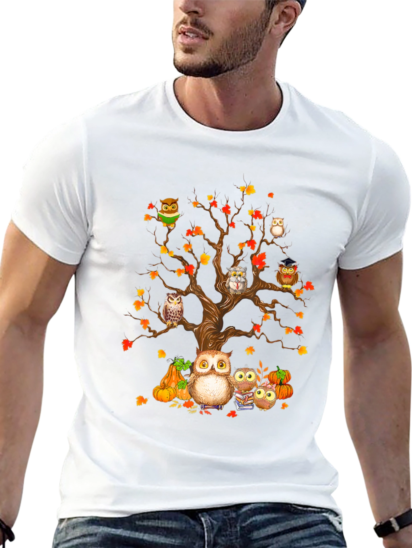 Owl Family Tree T-Shirt - Autumn Design