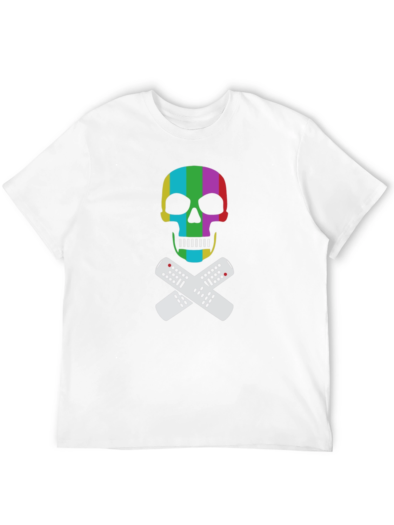 Rainbow Skull & Remote T-Shirt - Black Tee