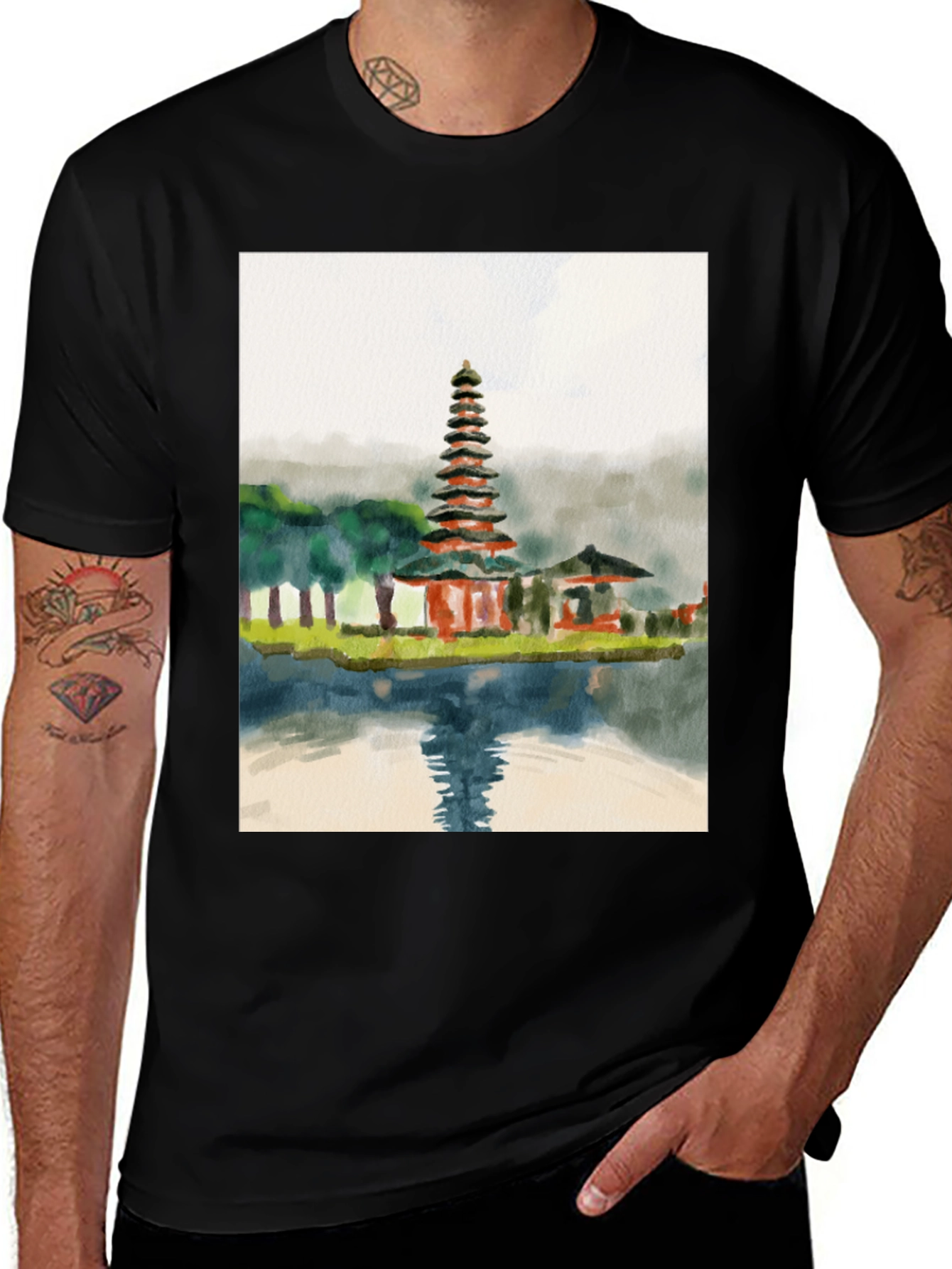 Watercolor Temple Graphic Tee