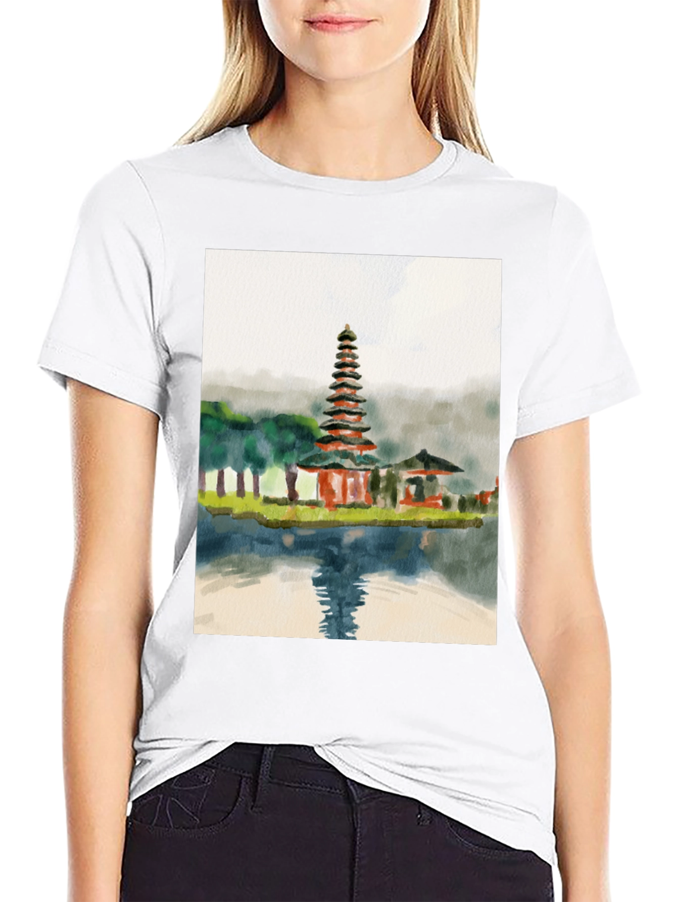 Watercolor Temple Graphic Tee