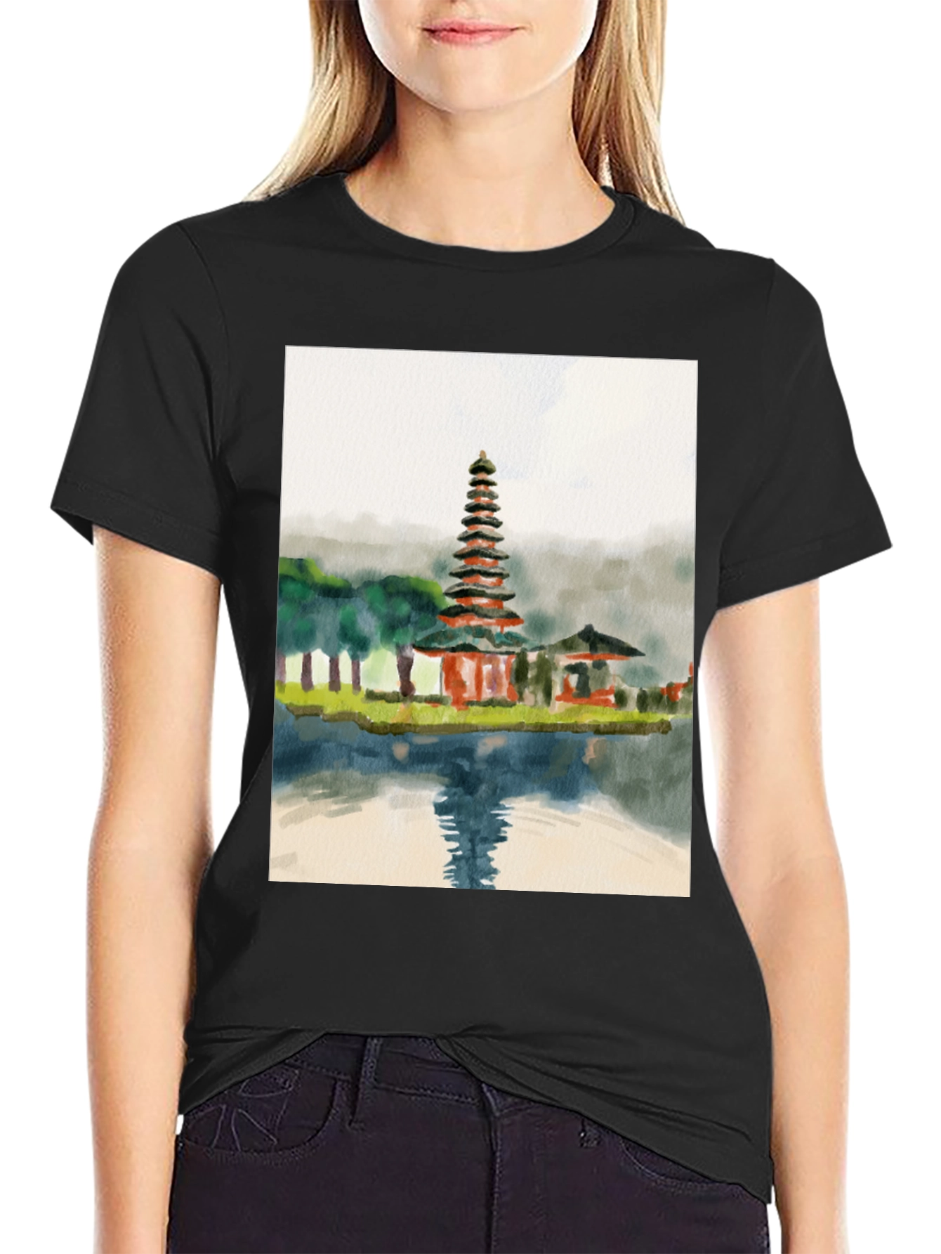 Watercolor Temple Graphic Tee