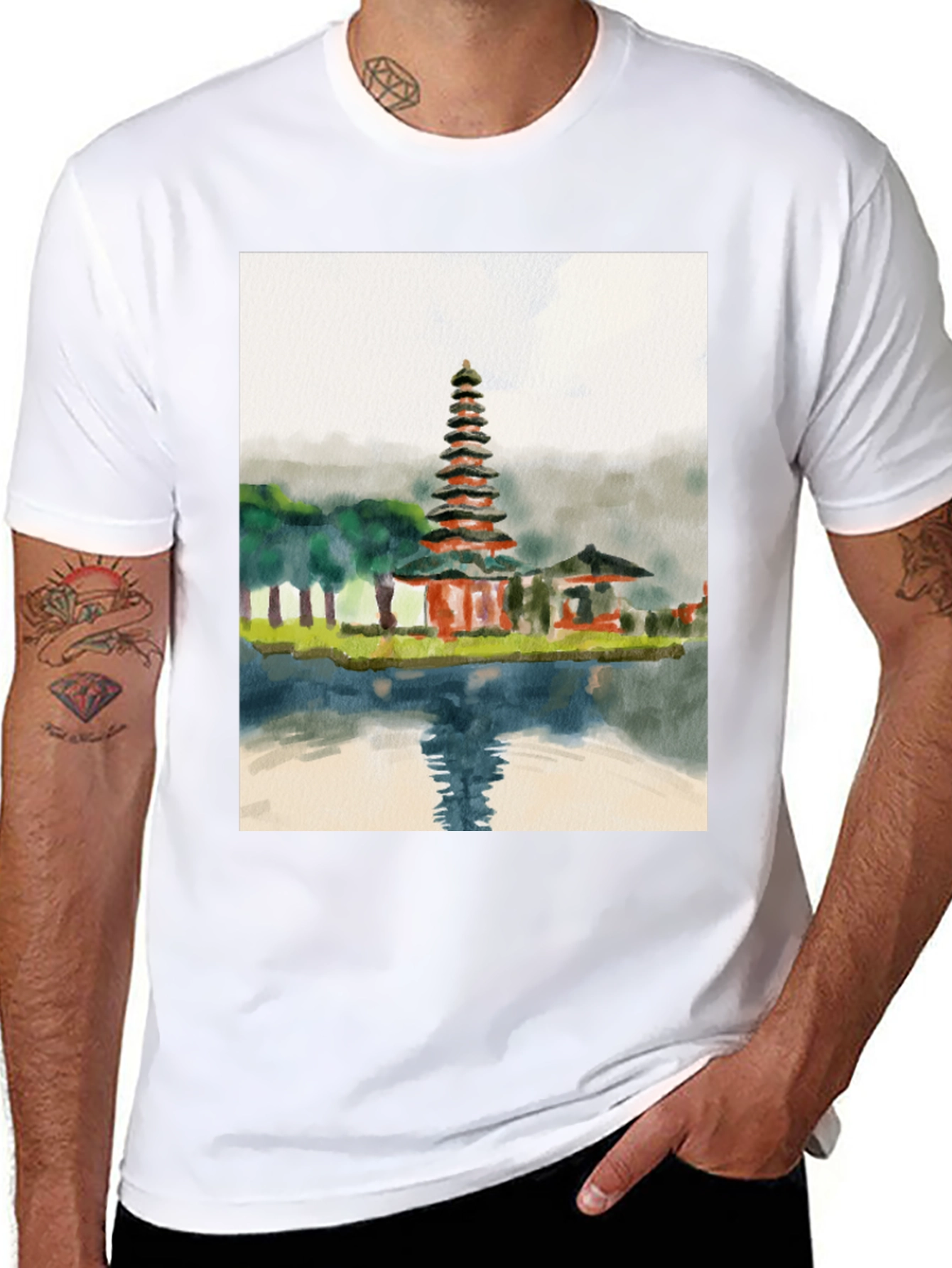 Watercolor Temple Graphic Tee