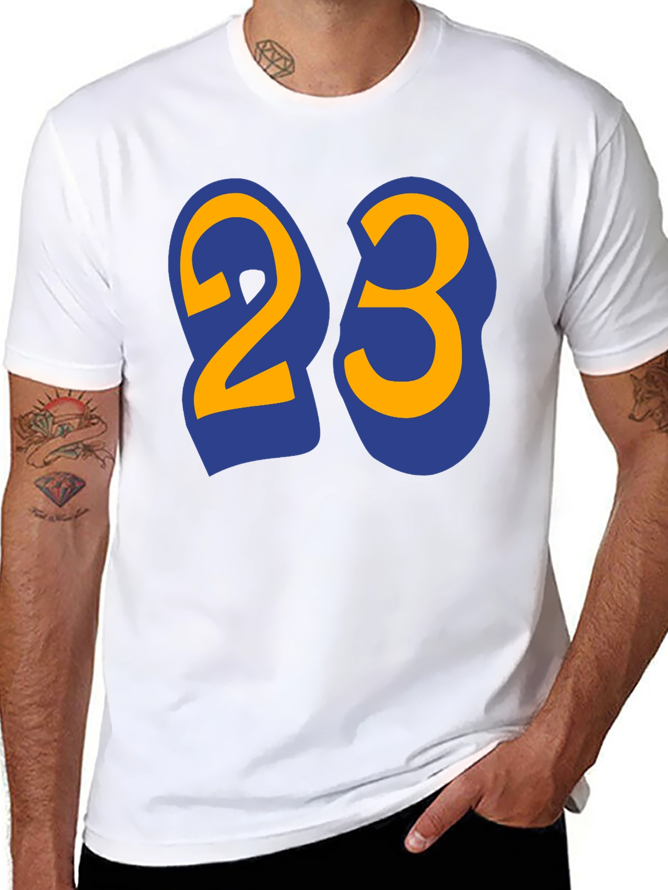 Mens Black T-Shirt with Number 23 Graphic