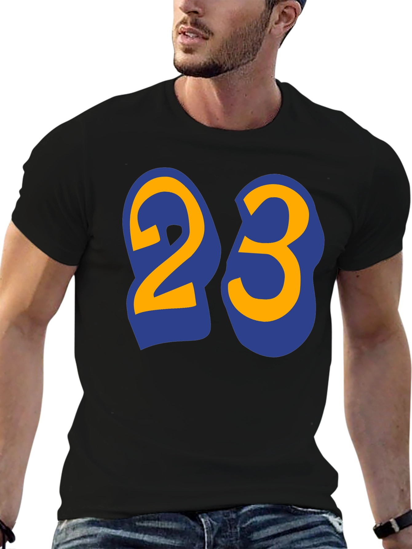 Mens Black T-Shirt with Number 23 Graphic