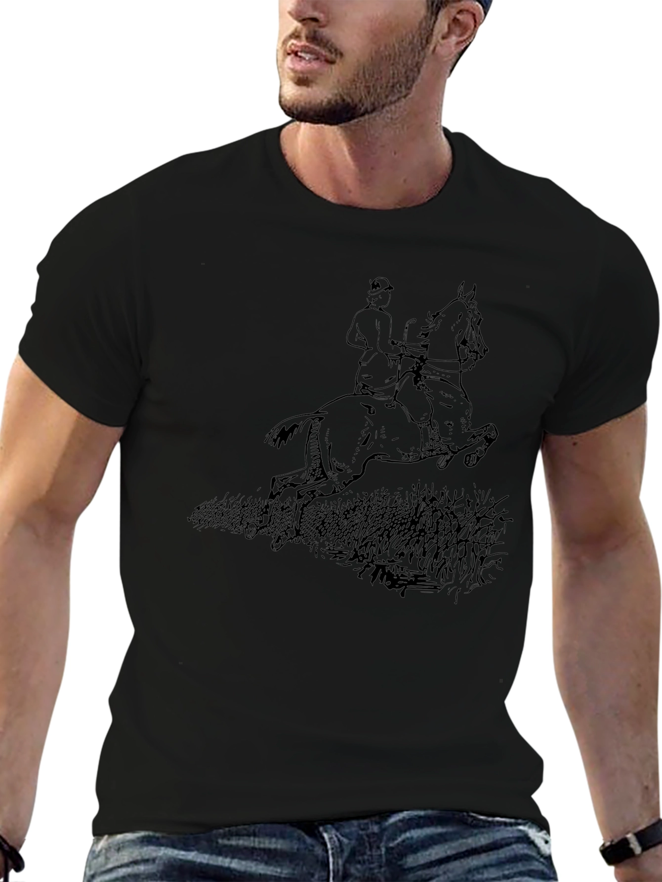 Equestrian Horse Riding Graphic Tee - Black