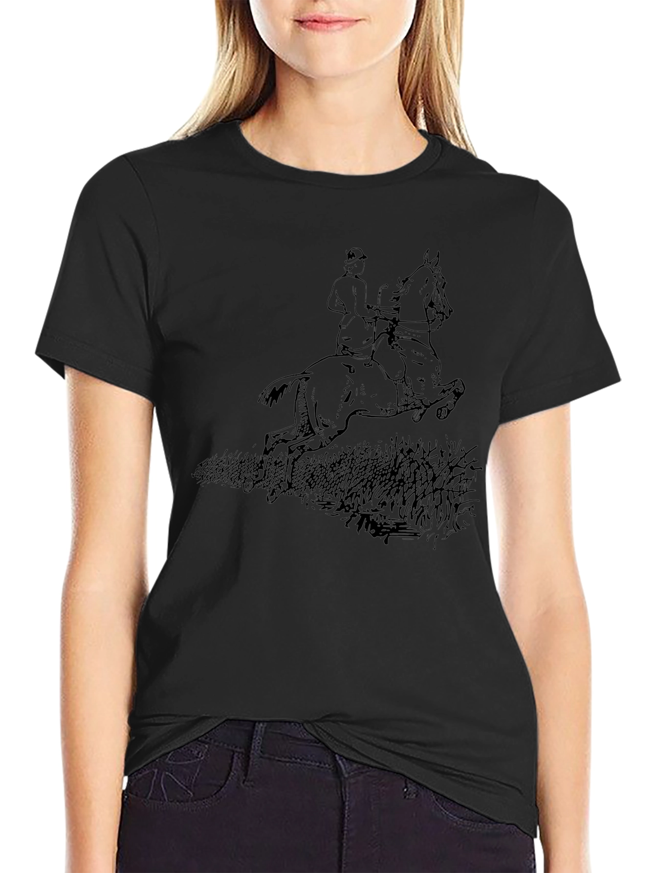Equestrian Horse Riding Graphic Tee - Black