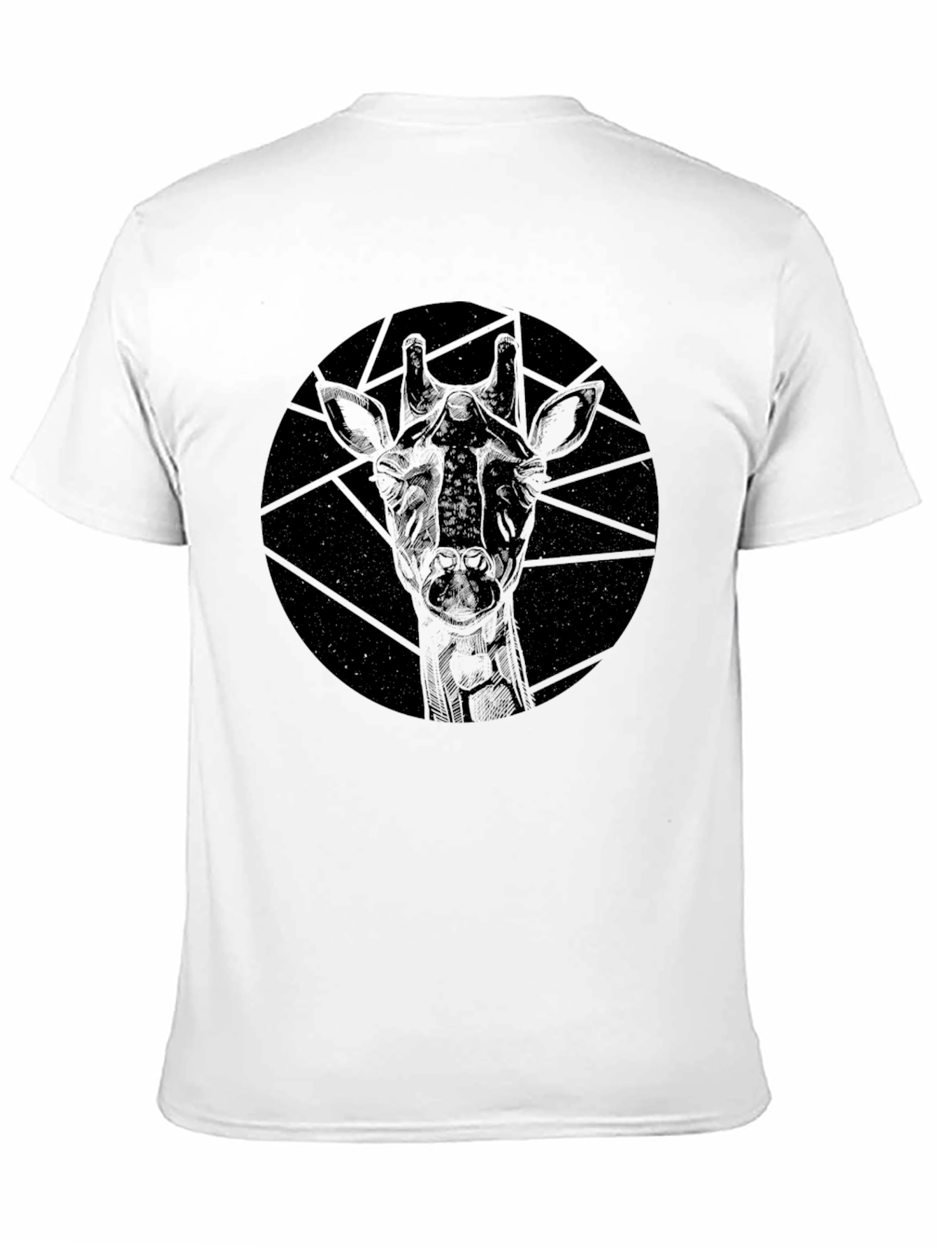 Geometric Giraffe Black T-Shirt - Modern Design