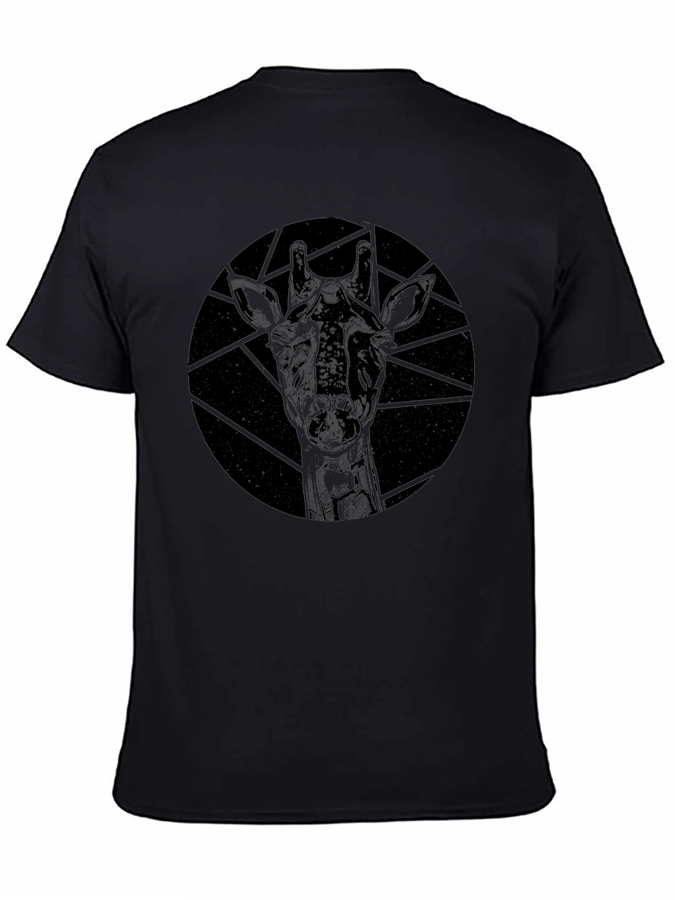 Geometric Giraffe Black T-Shirt - Modern Design