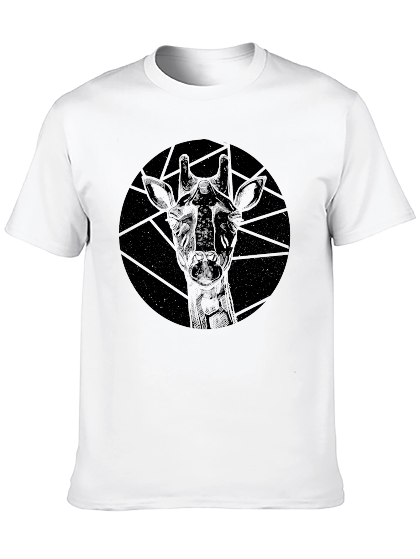 Geometric Giraffe Black T-Shirt - Modern Design