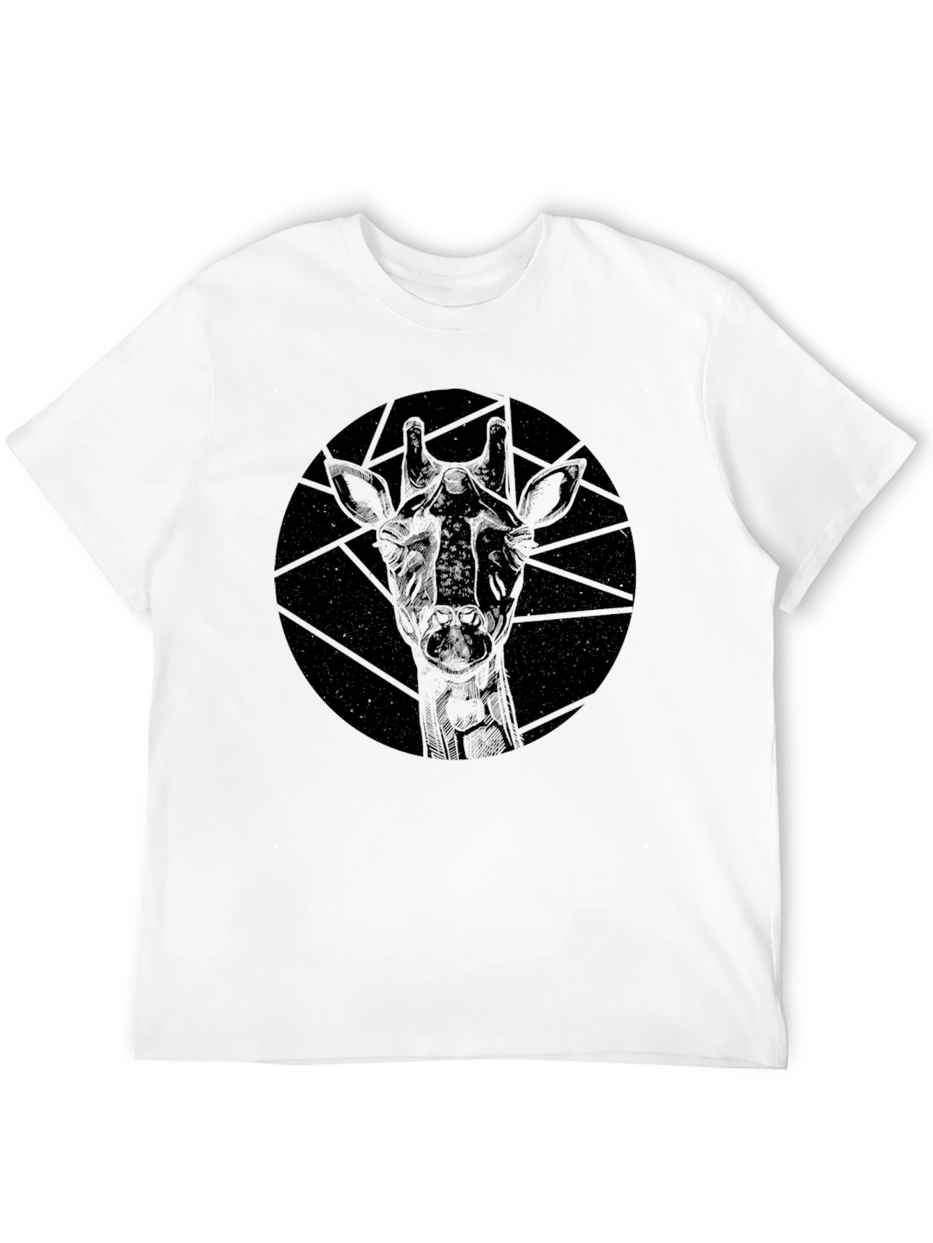 Geometric Giraffe Black T-Shirt - Modern Design