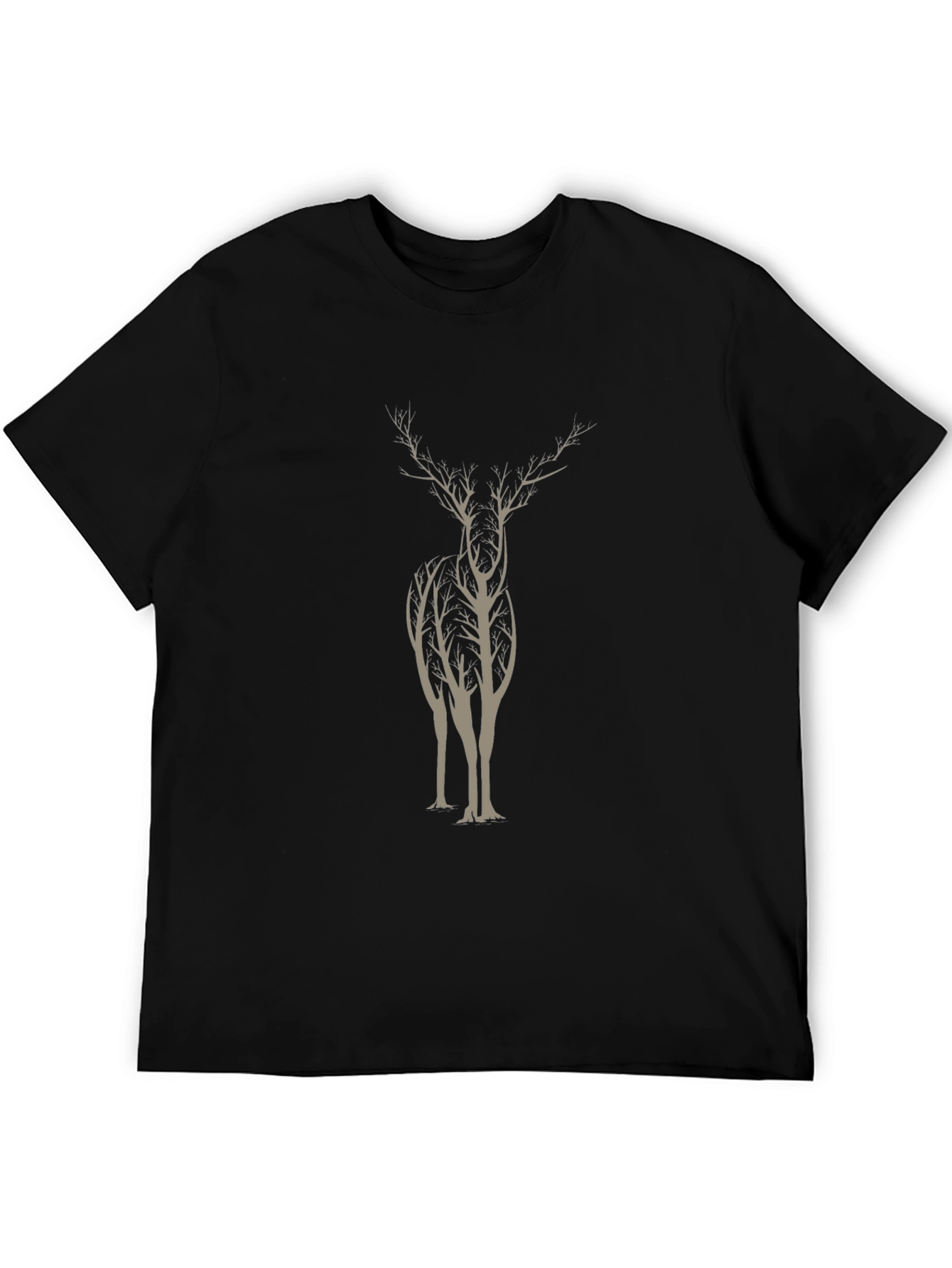 Tree Deer Graphic Tee - Stylish Mens Black T-Shirt