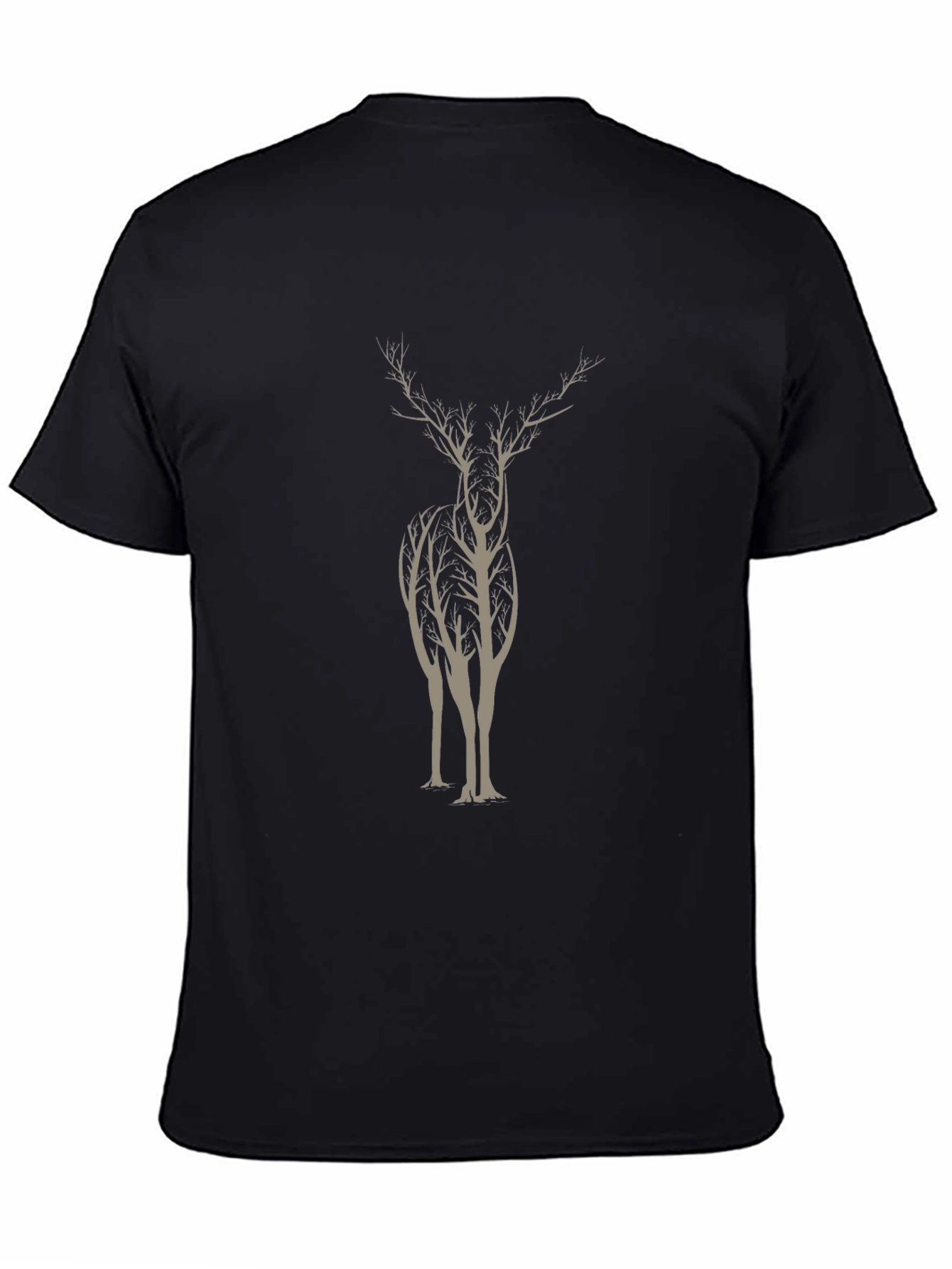 Tree Deer Graphic Tee - Stylish Mens Black T-Shirt