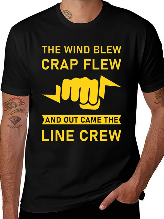 The Wind Blew Line Crew T-Shirt - Black Humor Tee