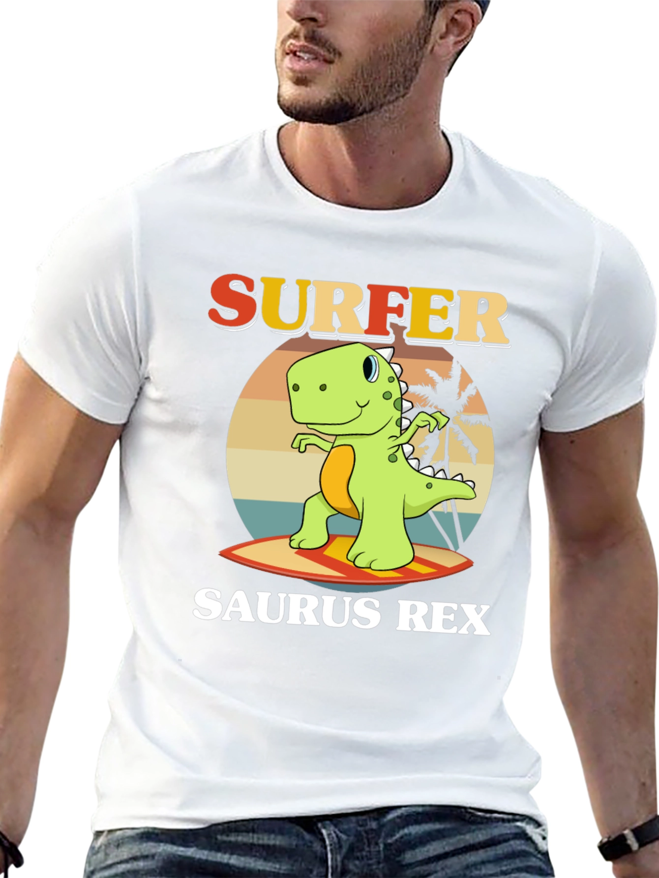Surfer Saurus Rex Graphic T-Shirt