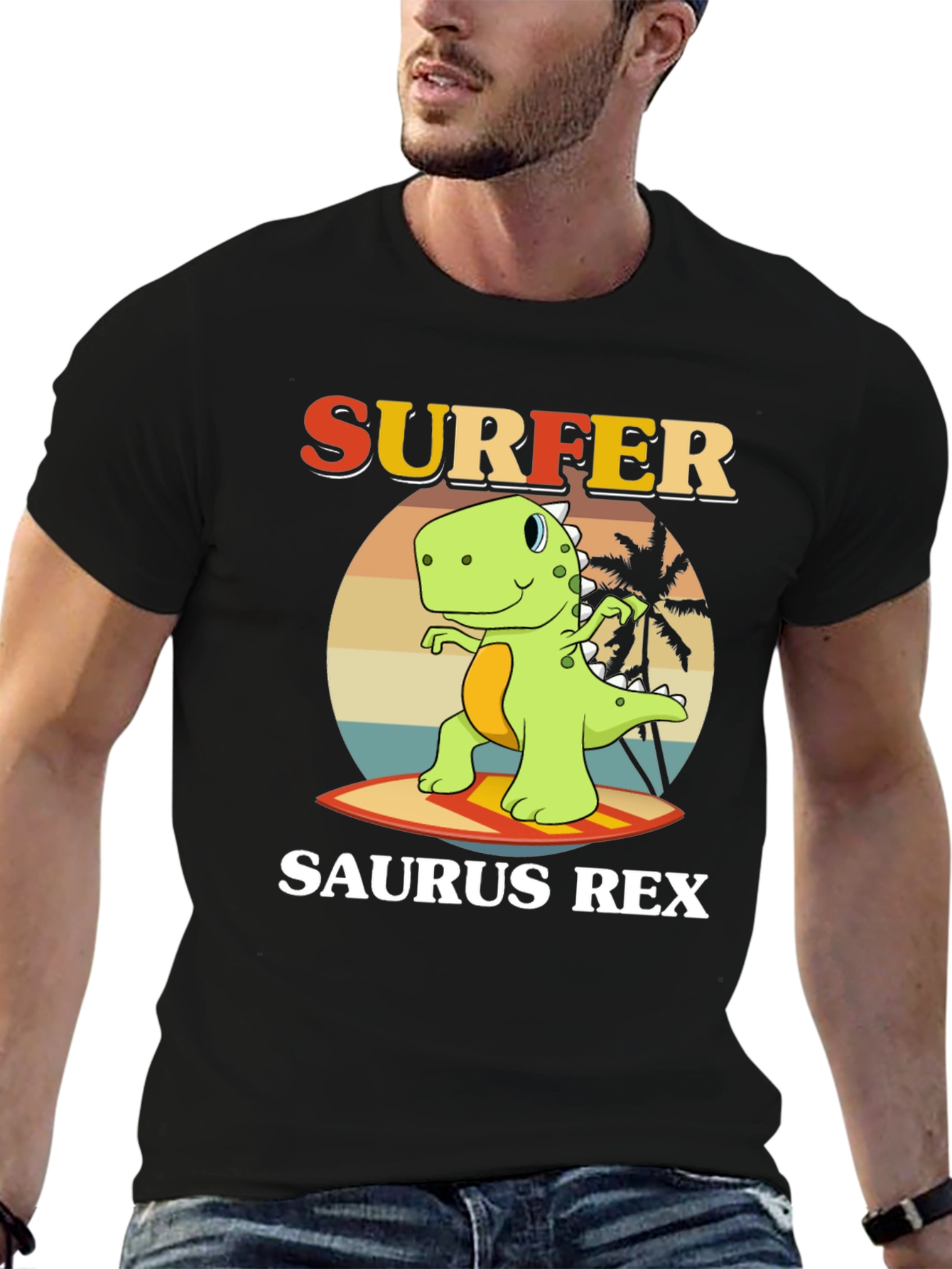 Surfer Saurus Rex Graphic T-Shirt