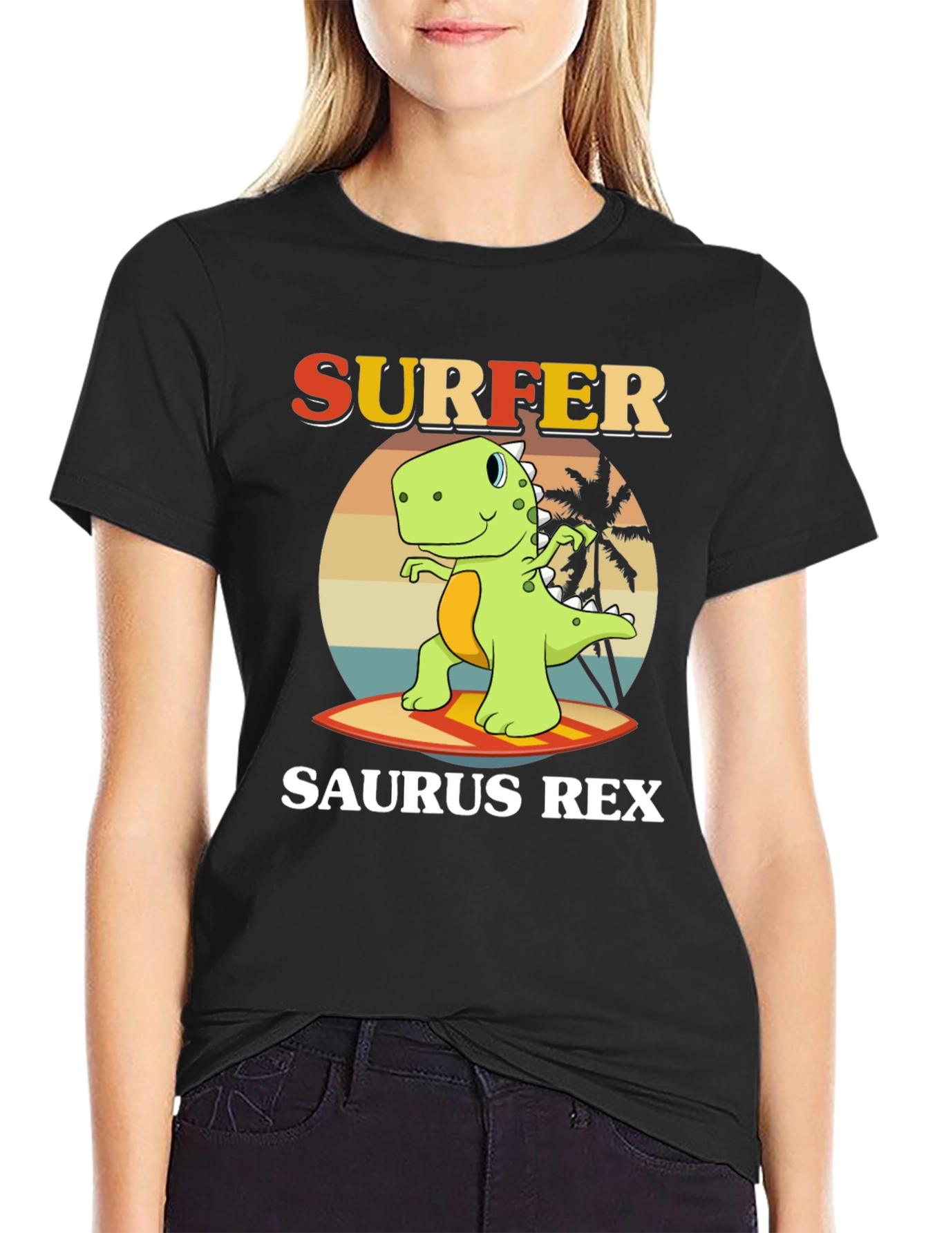Surfer Saurus Rex Graphic T-Shirt