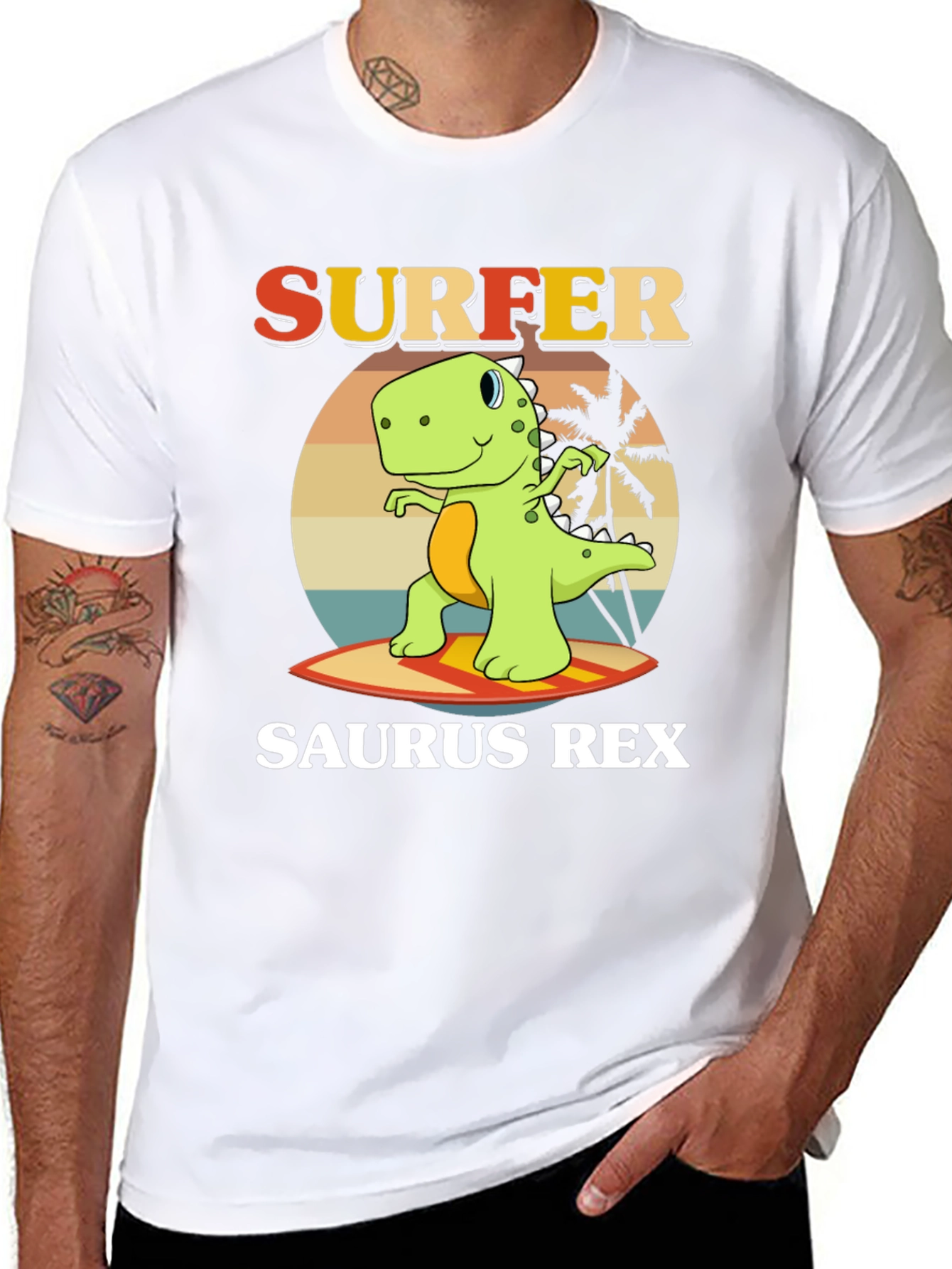 Surfer Saurus Rex Graphic T-Shirt