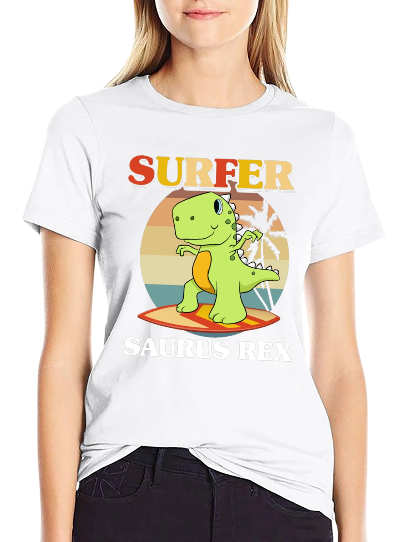 Surfer Saurus Rex Graphic T-Shirt