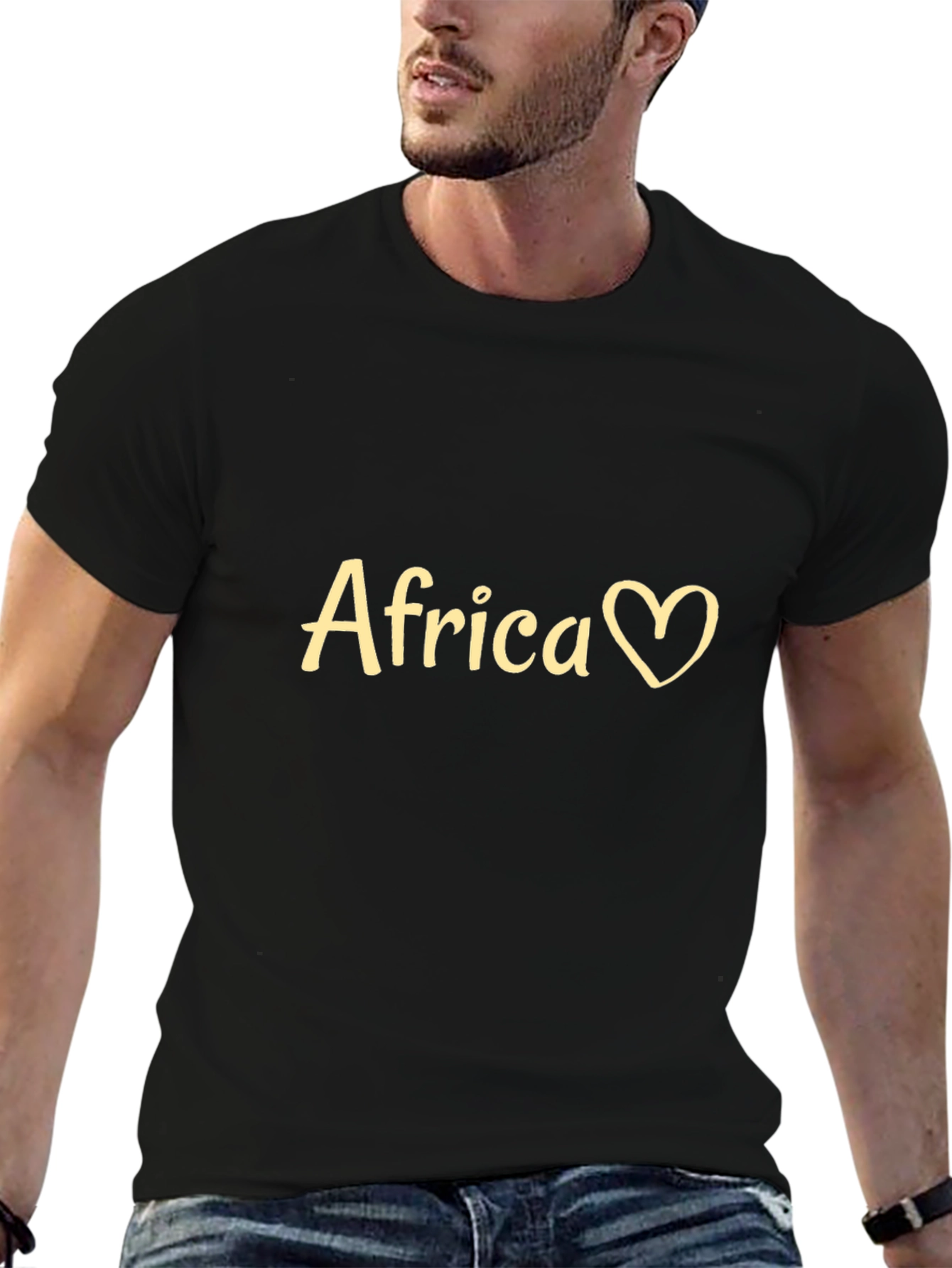 Africa Heart Graphic Black T-Shirt