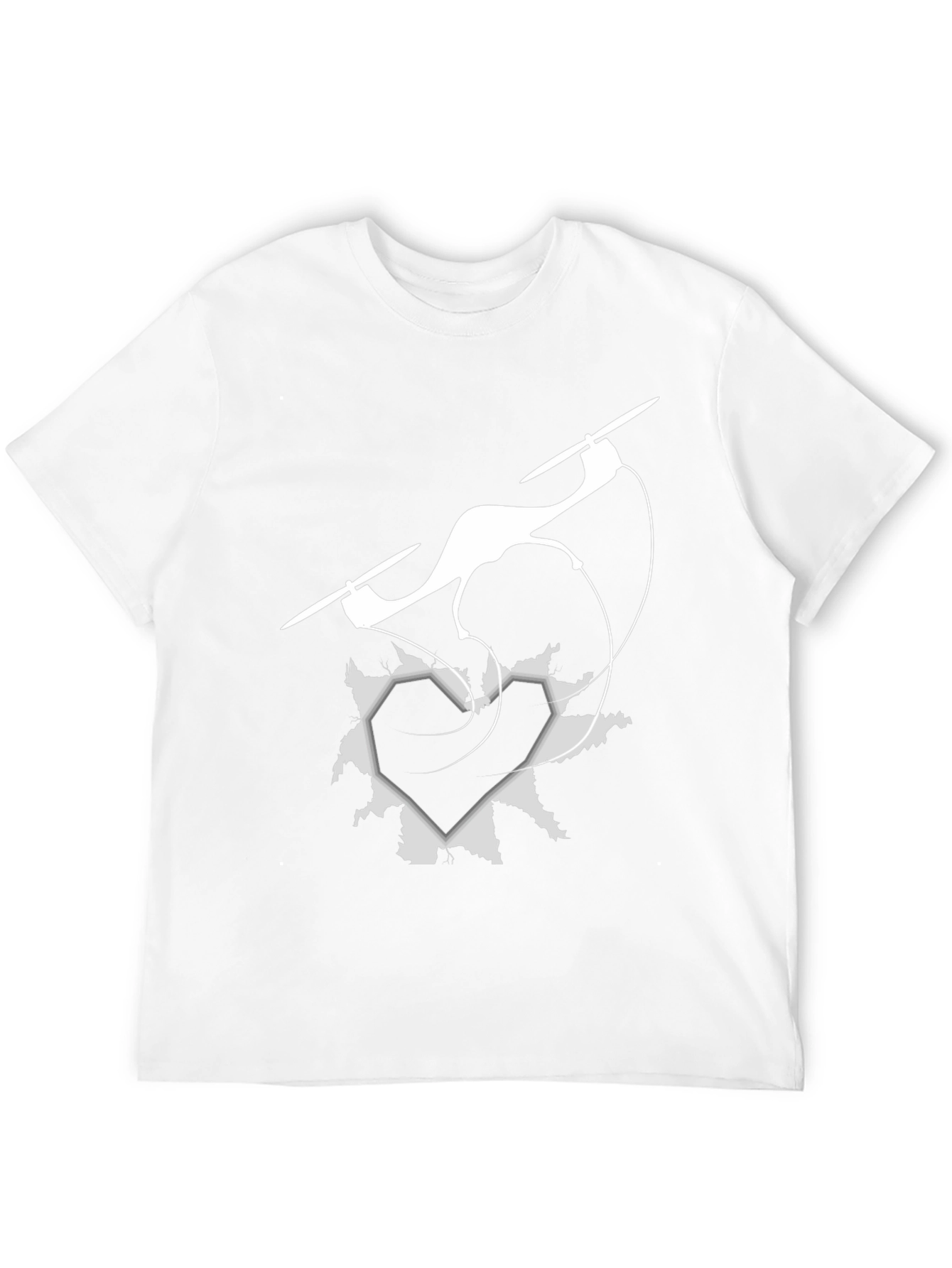 Drone Heart Graphic Tee - Black Crew Neck